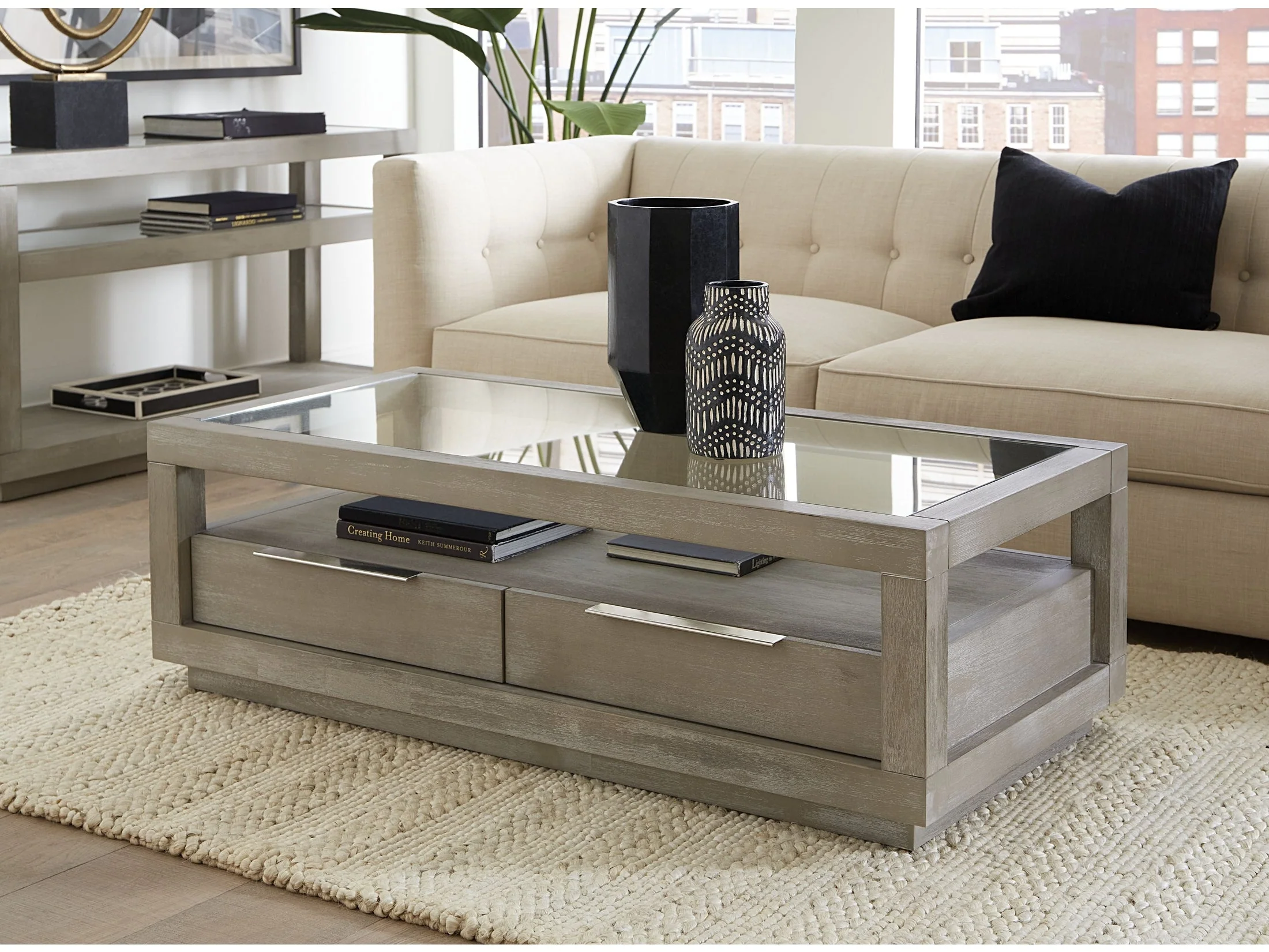 Oxford Two-Drawer Coffee Table in Mineral