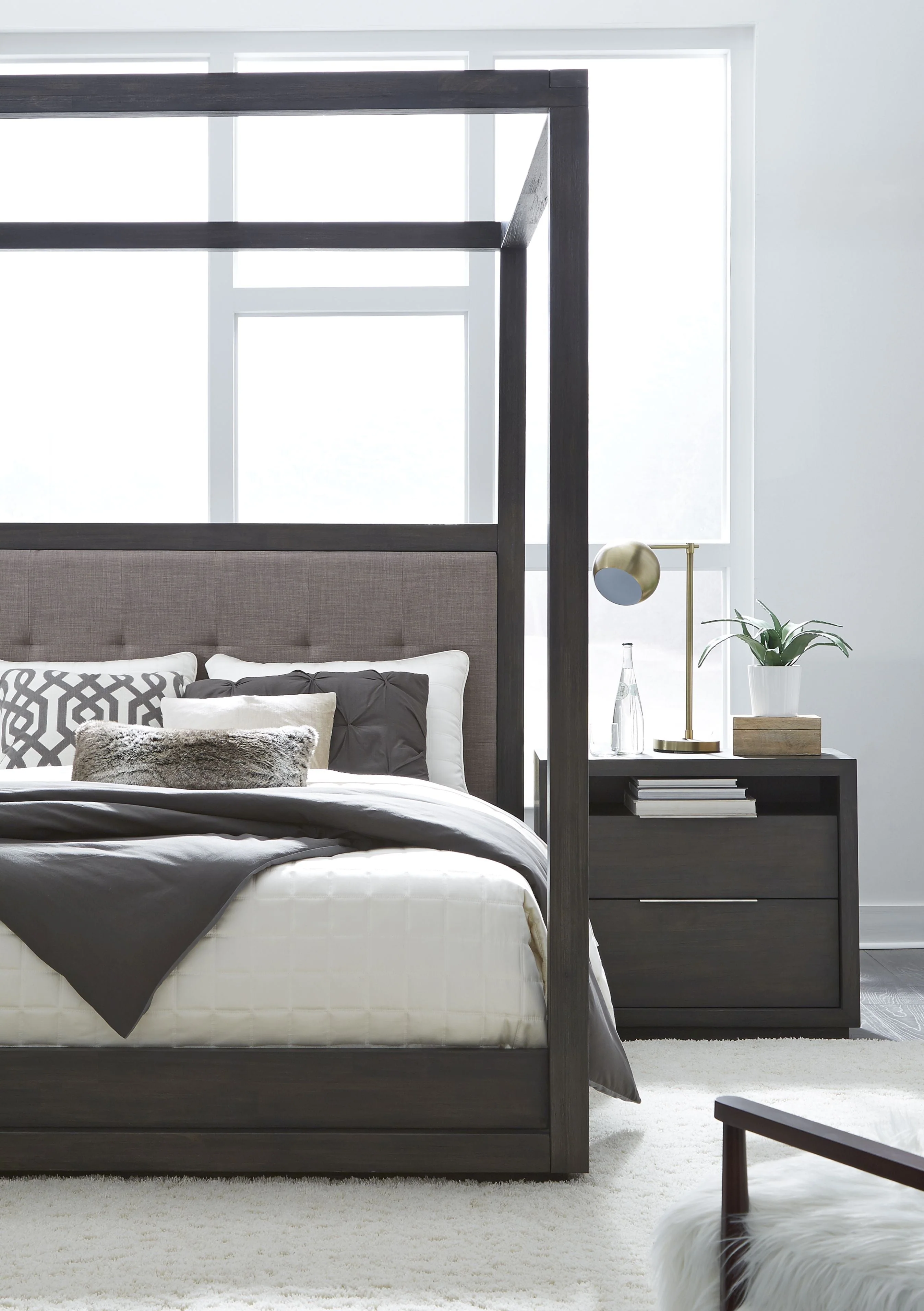 Oxford Upholstered California King Canopy Bed in Dolphin - Image 3