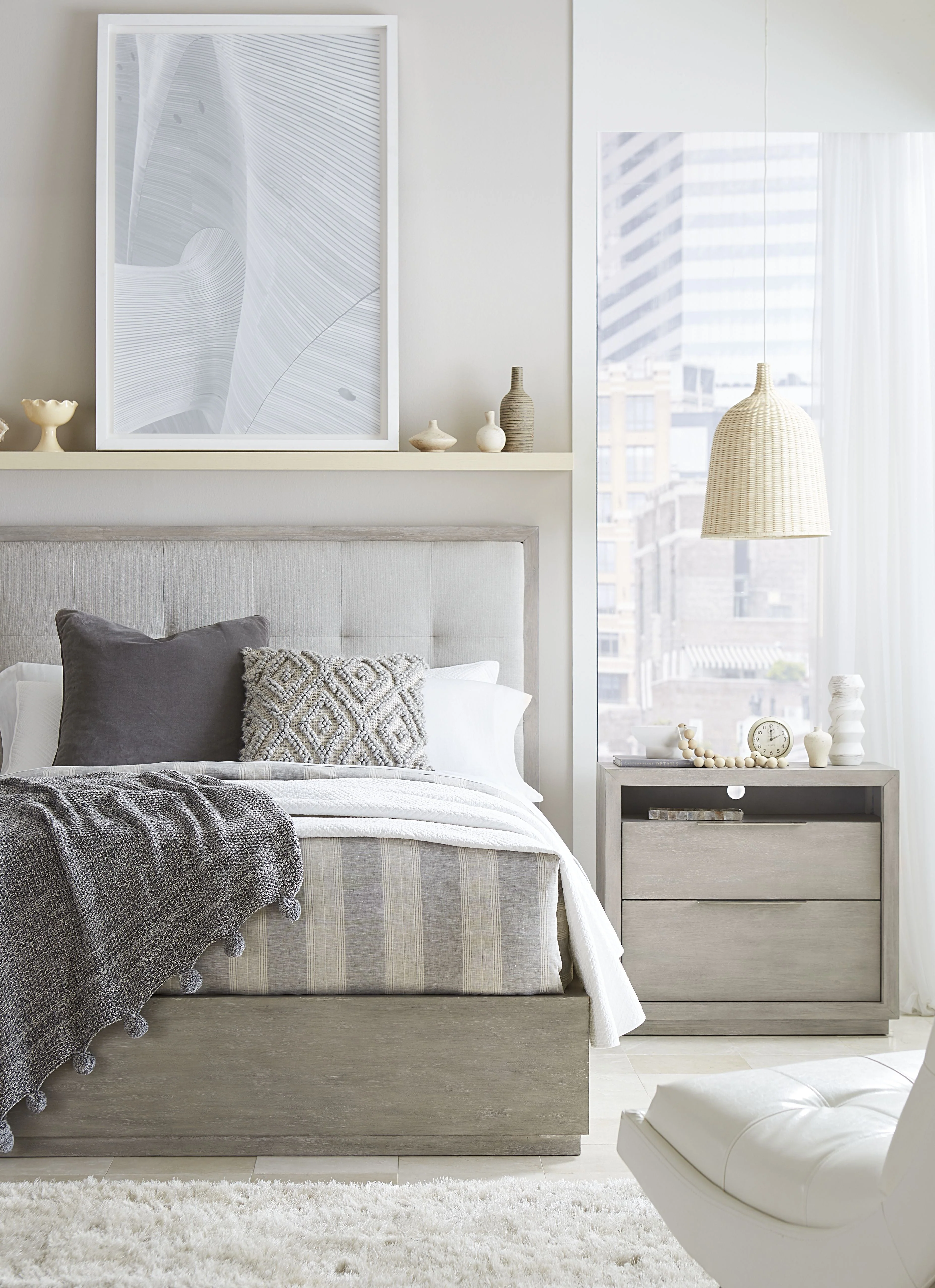 Oxford Upholstered Eastern King Platform Bed in Mineral - Image 3