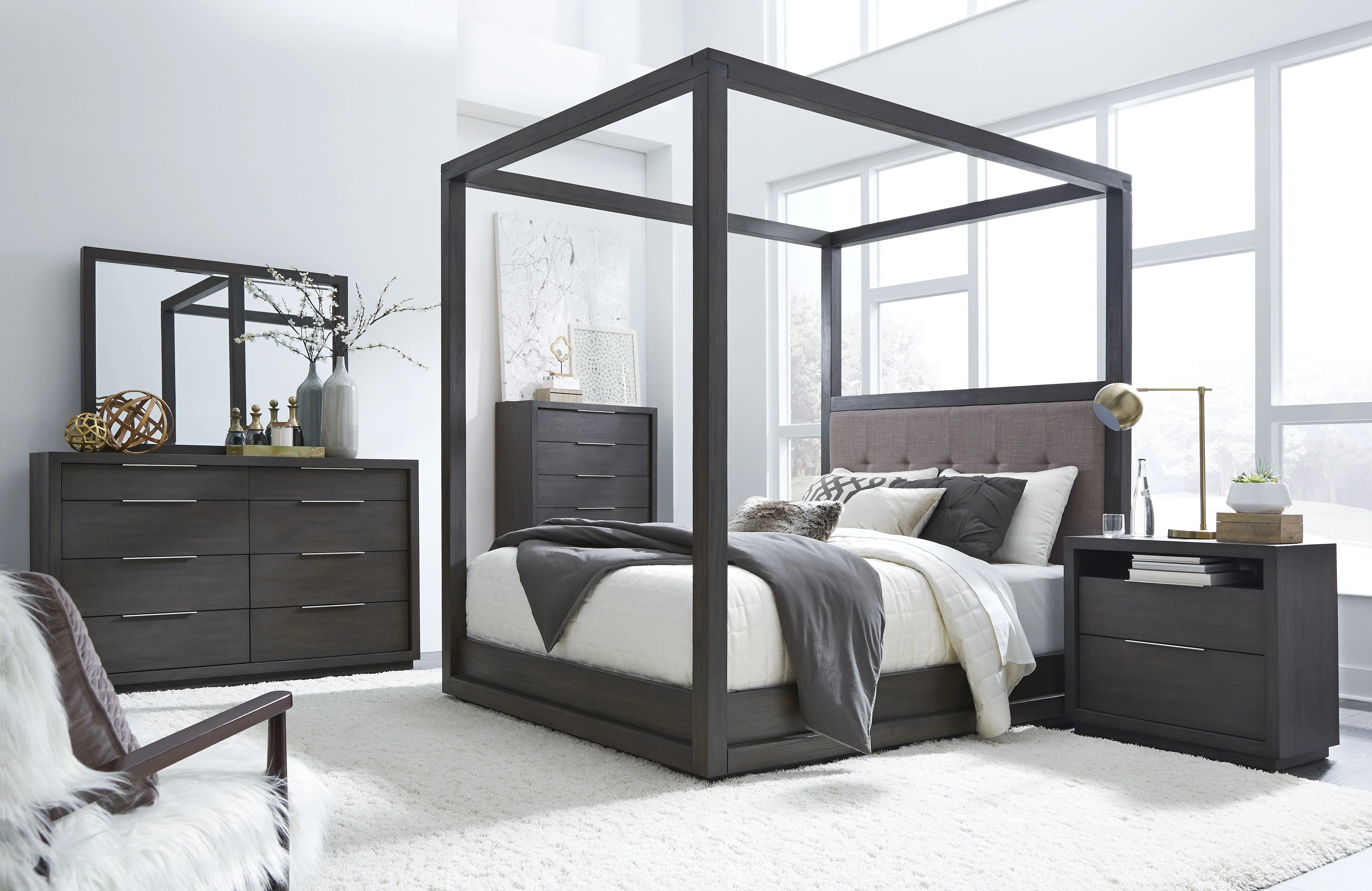 Oxford Upholstered Full Canopy Bed in Dolphin - Image 2