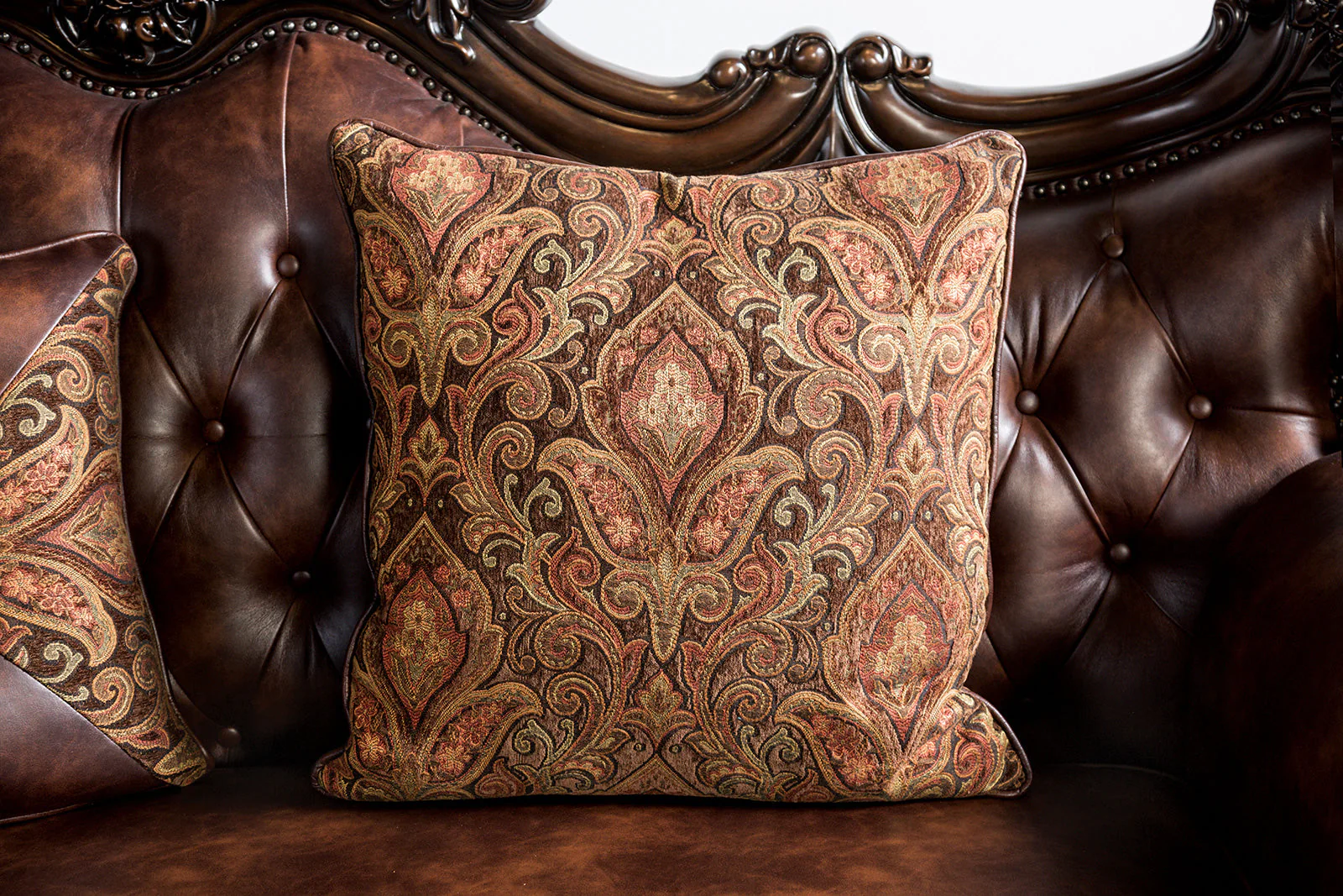 Palencia Dark Cherry/Brown Sofa & Loveseat - Image 6