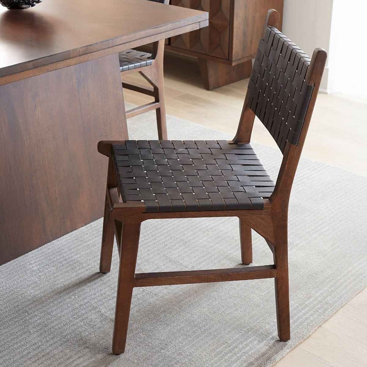 Palermo 18" Dining Chair with Black Leather in Matte Brown, Set of 2 - Image 3