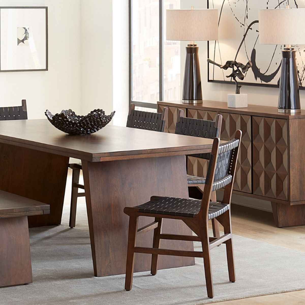 Palermo 18" Dining Chair with Black Leather in Matte Brown, Set of 2 - Image 4
