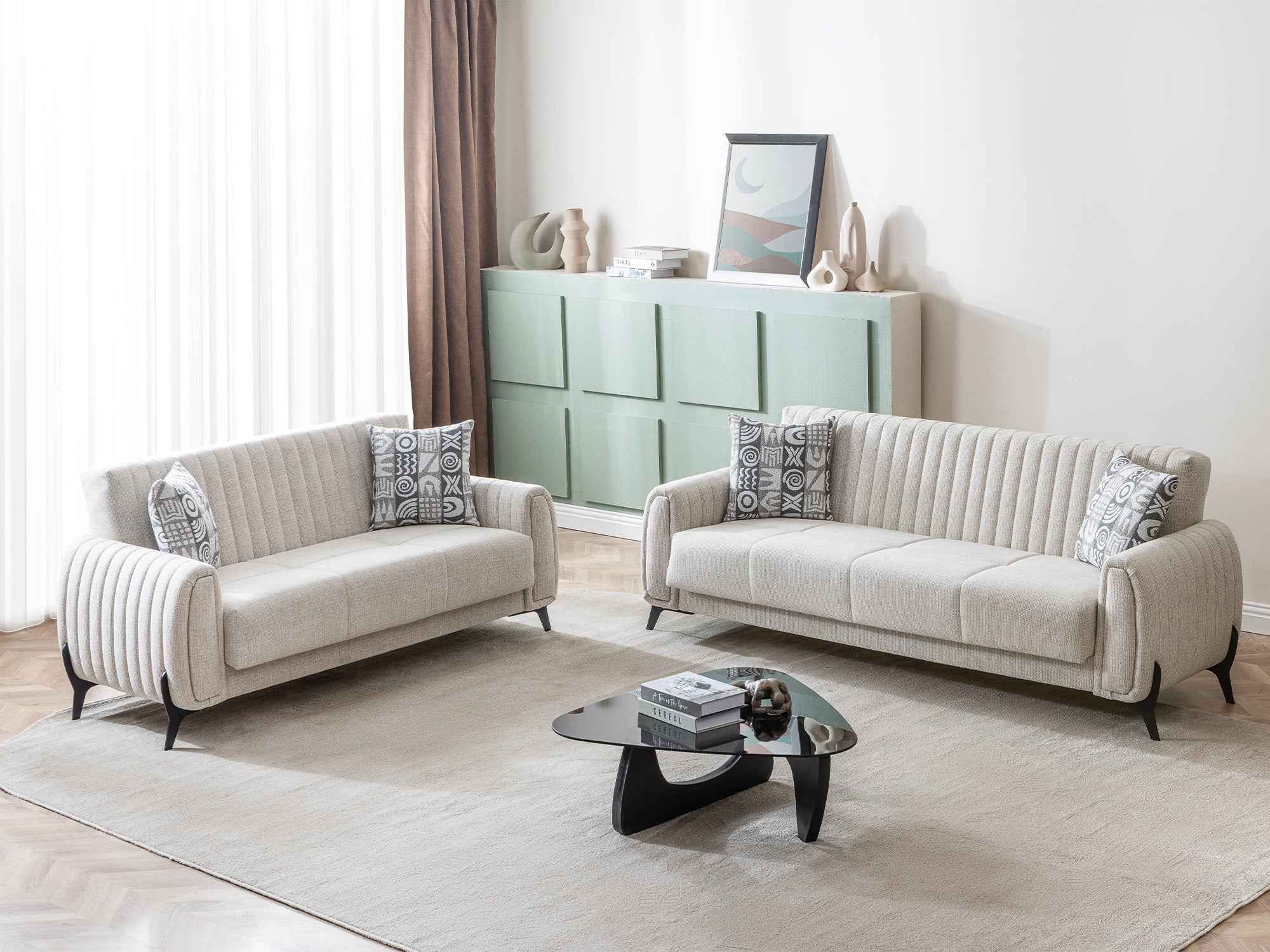 Palermo Cream Convertible Sofa - Image 2