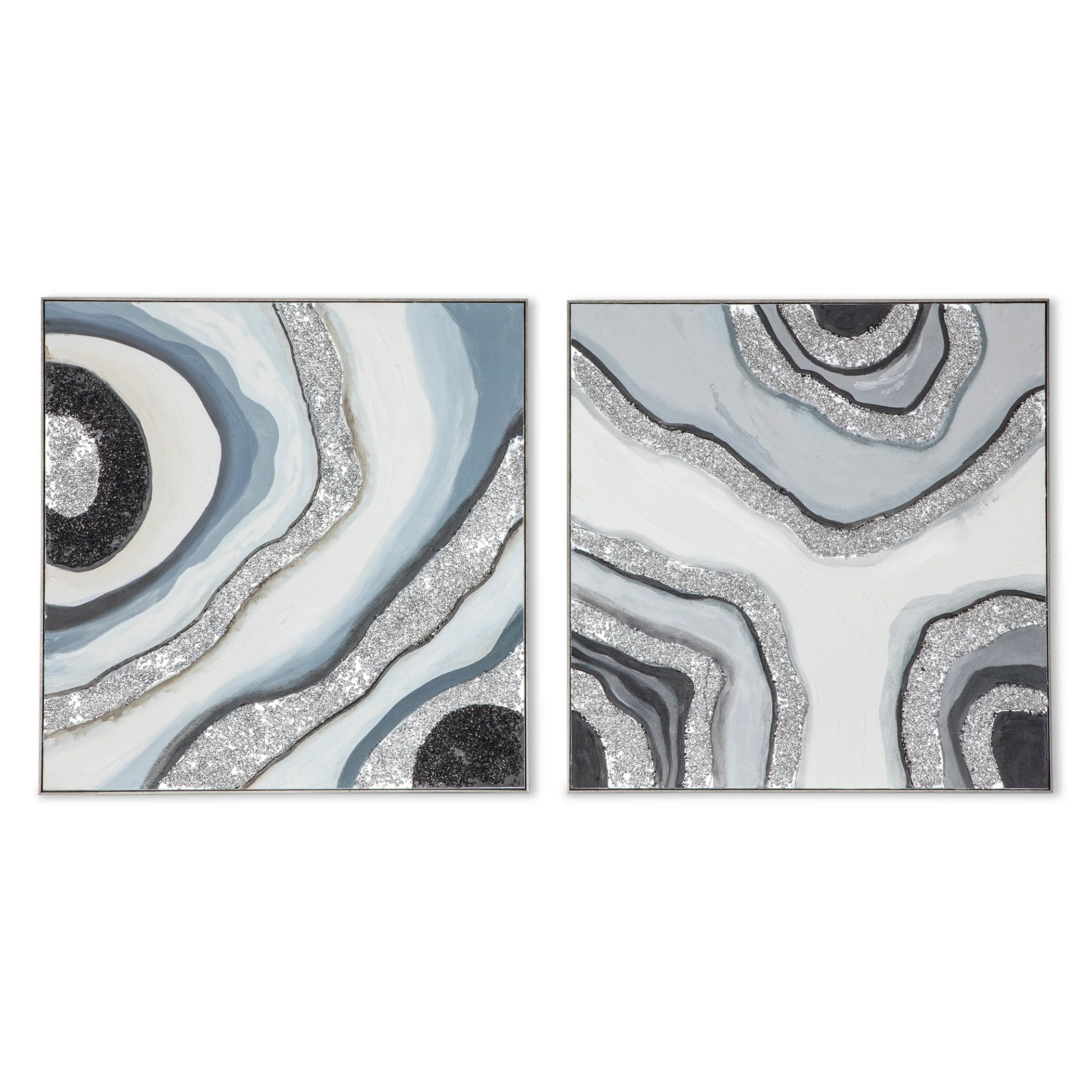 Palette Agate Allure Hand Painted Framed Diptych - Image 6