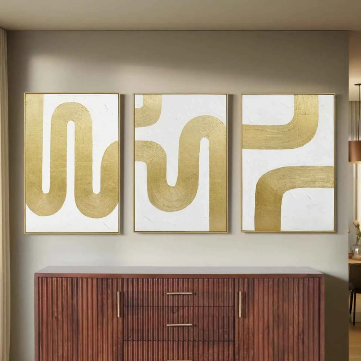 Palette Bold Bands Hand Painted Framed Triptych