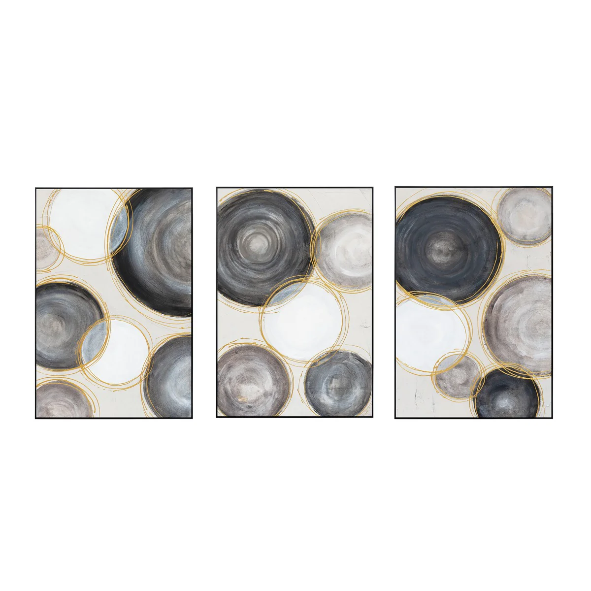 Palette Gilded Globes Hand Painted Framed Triptych - Image 10