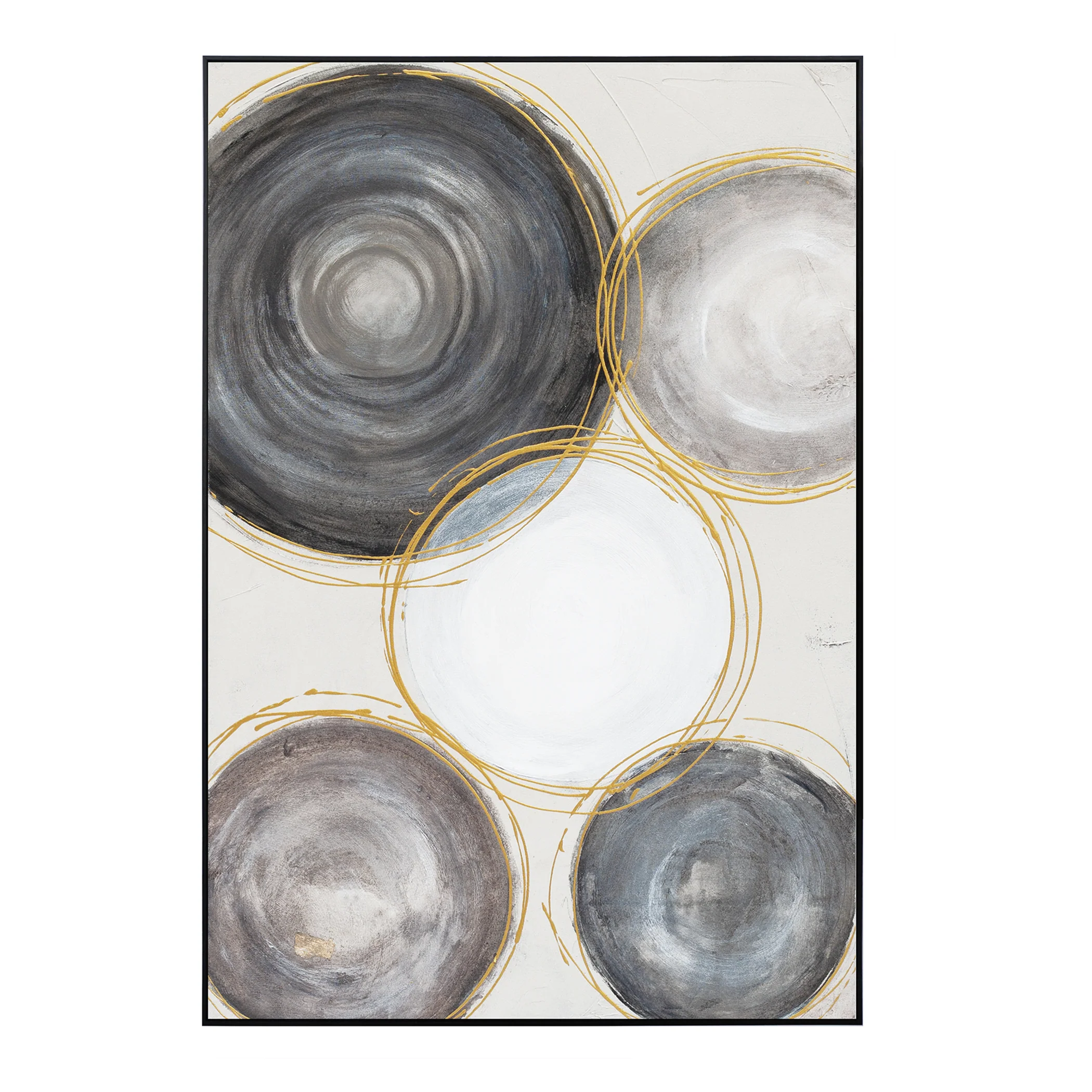 Palette Gilded Globes Hand Painted Framed Triptych - Image 14