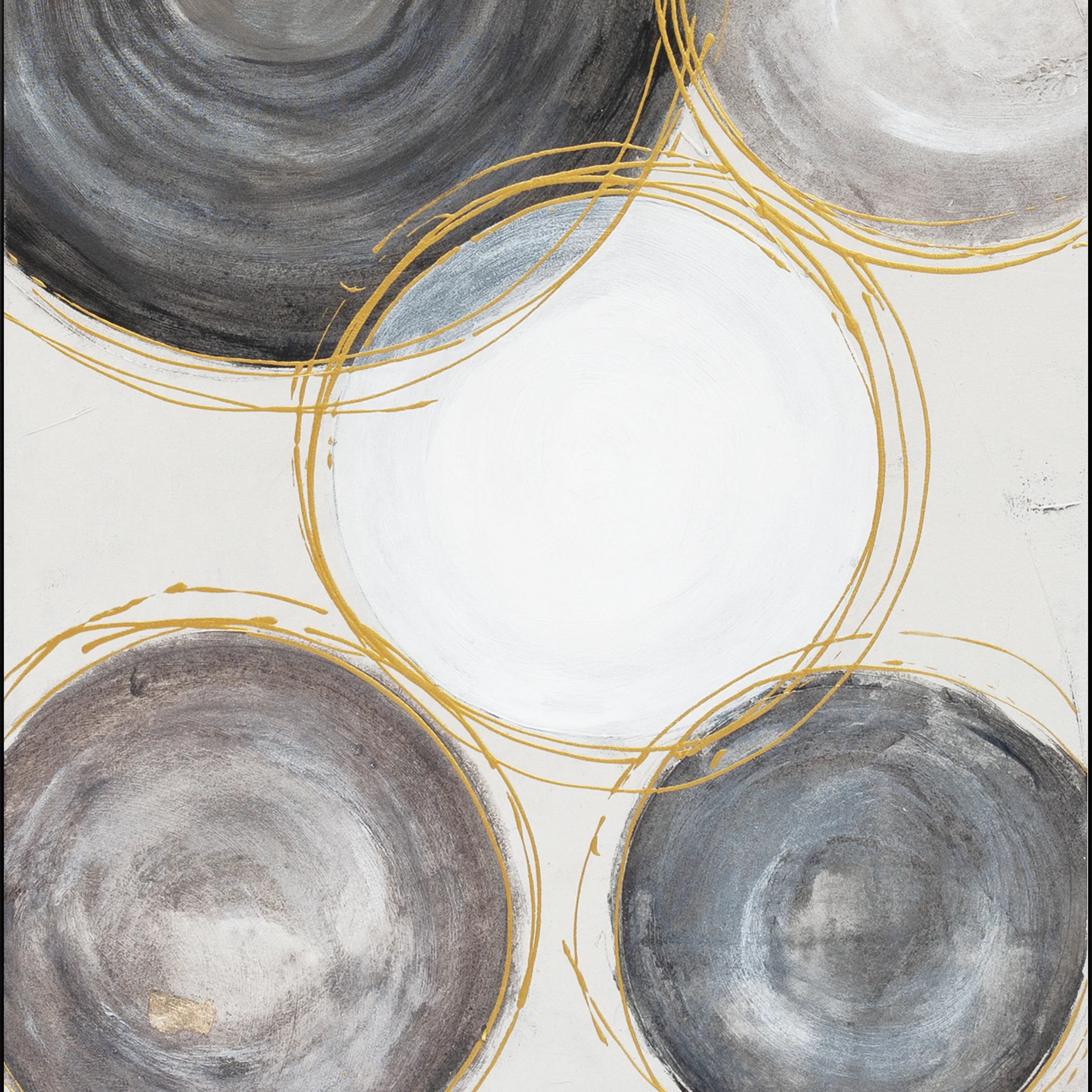 Palette Gilded Globes Hand Painted Framed Triptych - Image 5