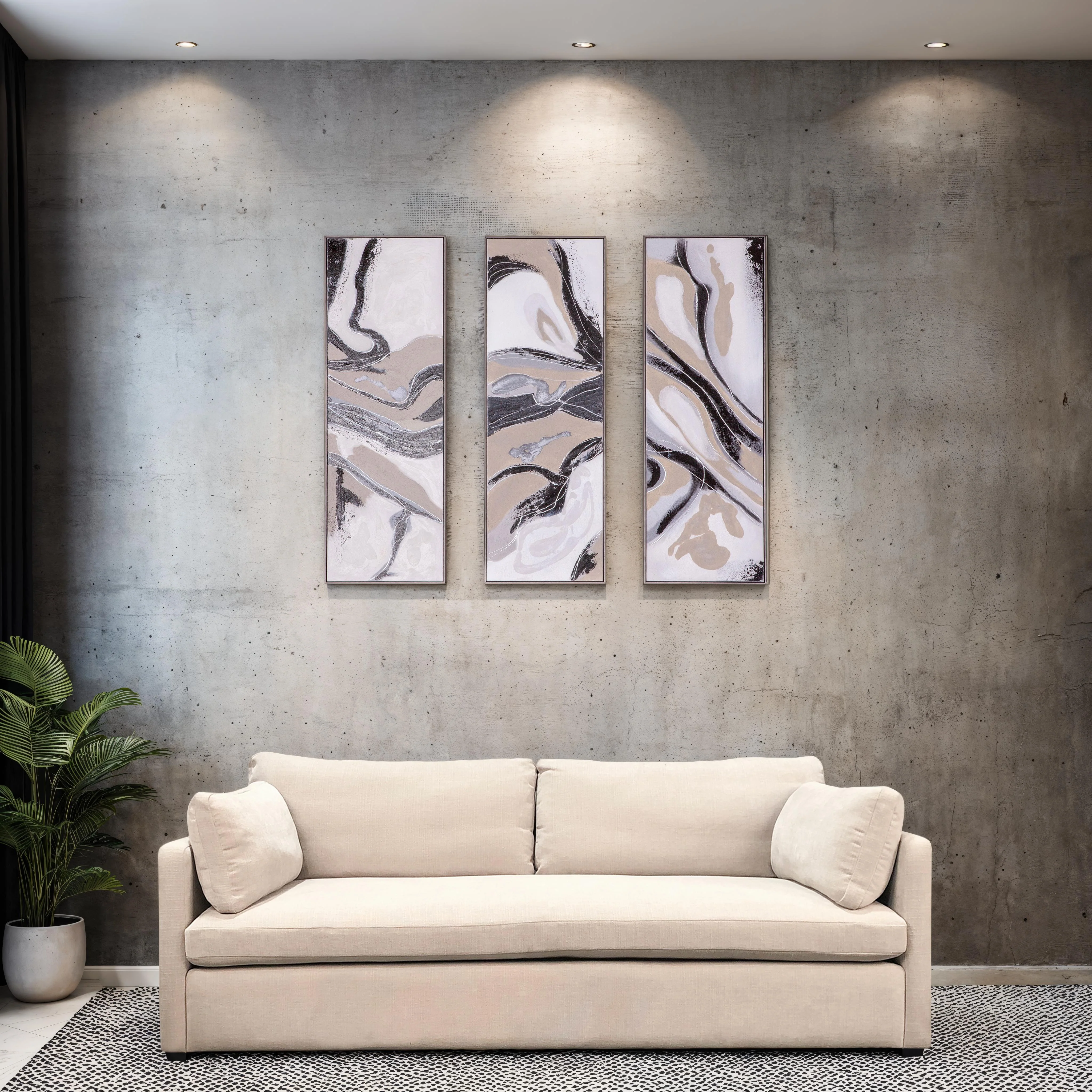 Palette Serenity Hand Painted Framed Triptych - Image 11