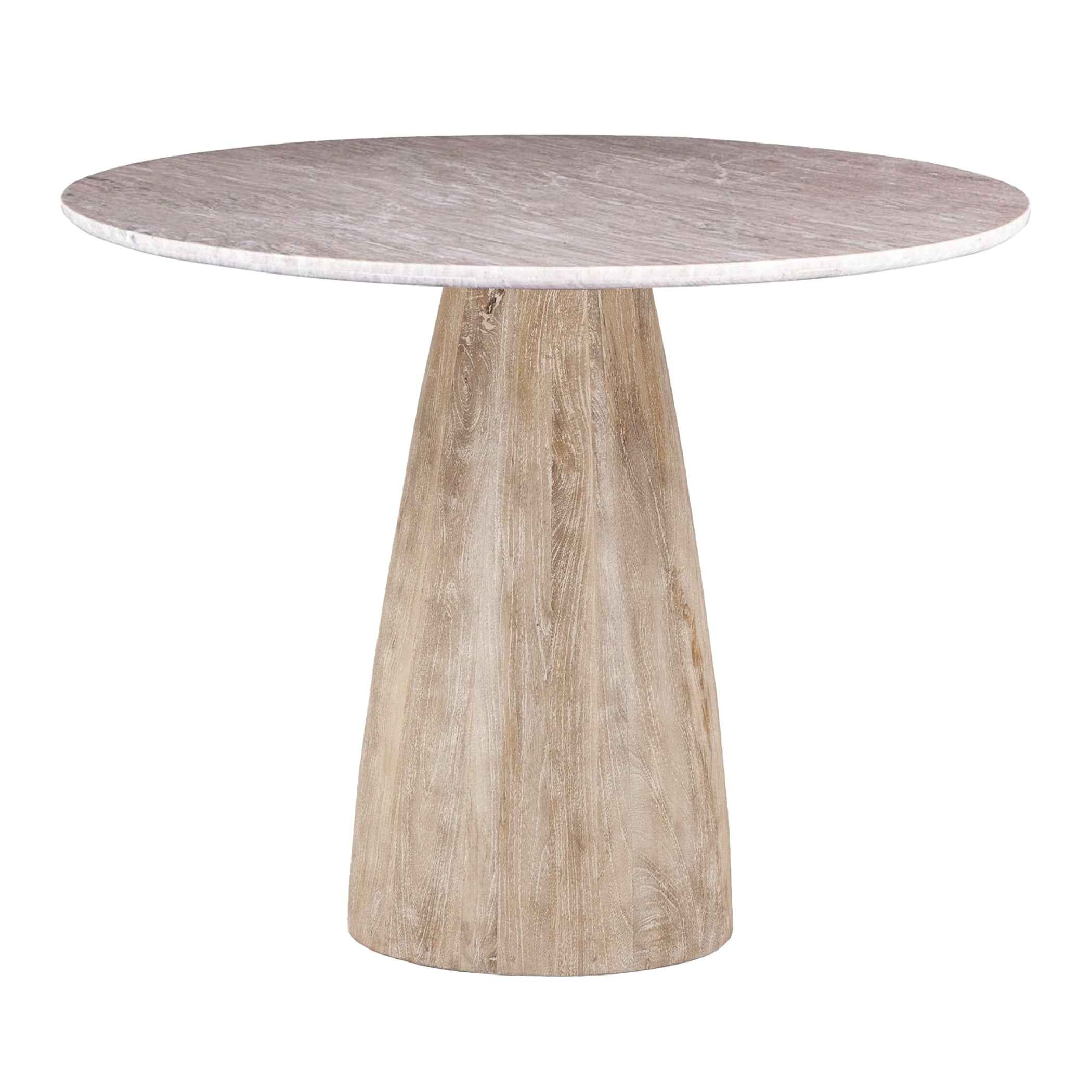Palm Springs 48" Gathering Table with Brown Lajaria Marble and Whitewash Modern Base - Image 5