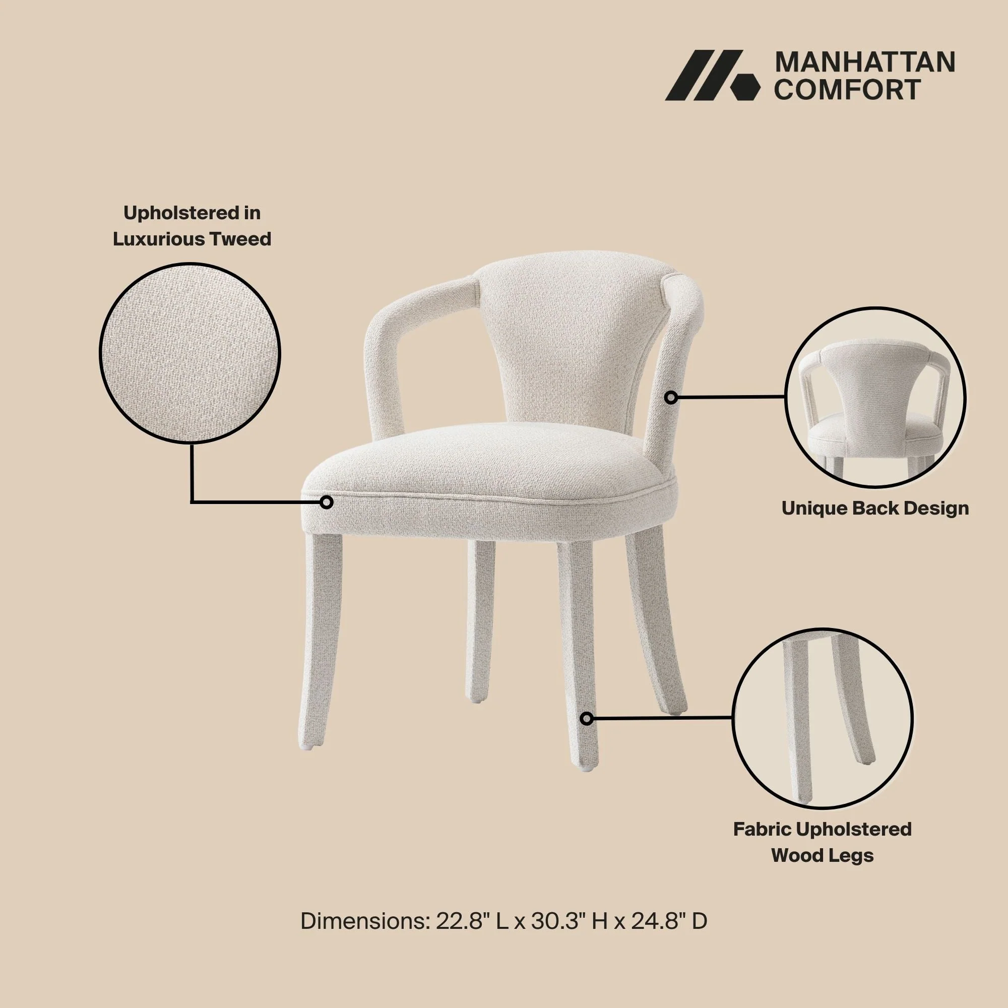 Palmer Dining Armchair in Ivory (set of 2) - Image 4