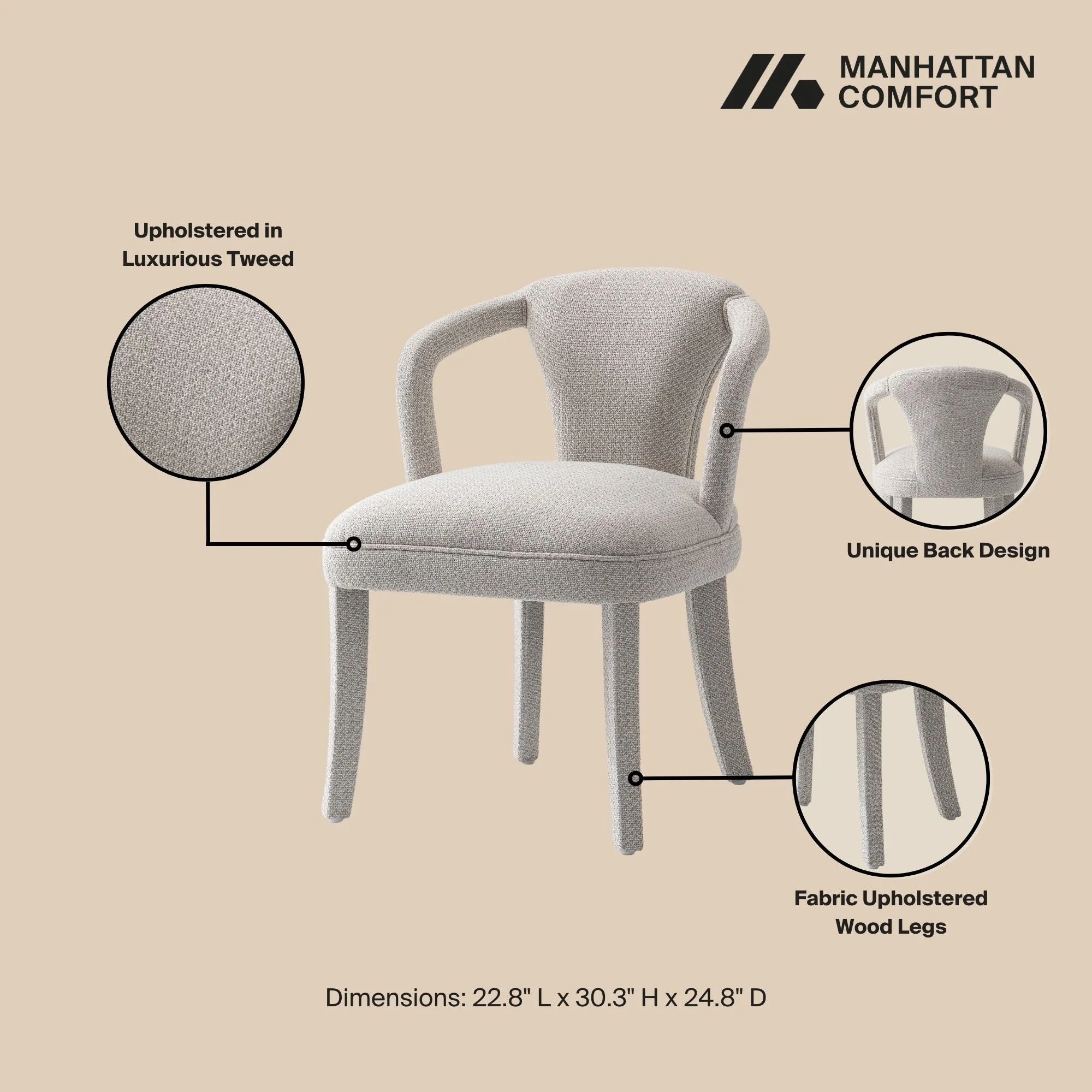 Palmer Dining Armchair in Silver Lining - Image 4