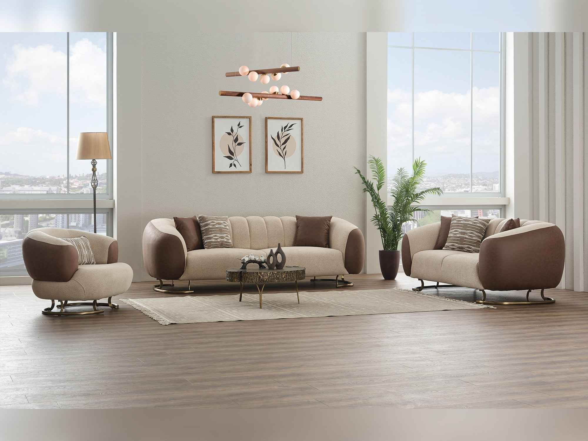 Palmera Cream 3-pieces (Sofa & Loveseat & Chair) Living Room Set