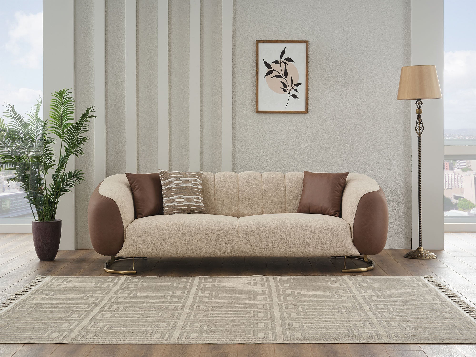 Palmera Cream 3-pieces (Sofa & Loveseat & Chair) Living Room Set - Image 6