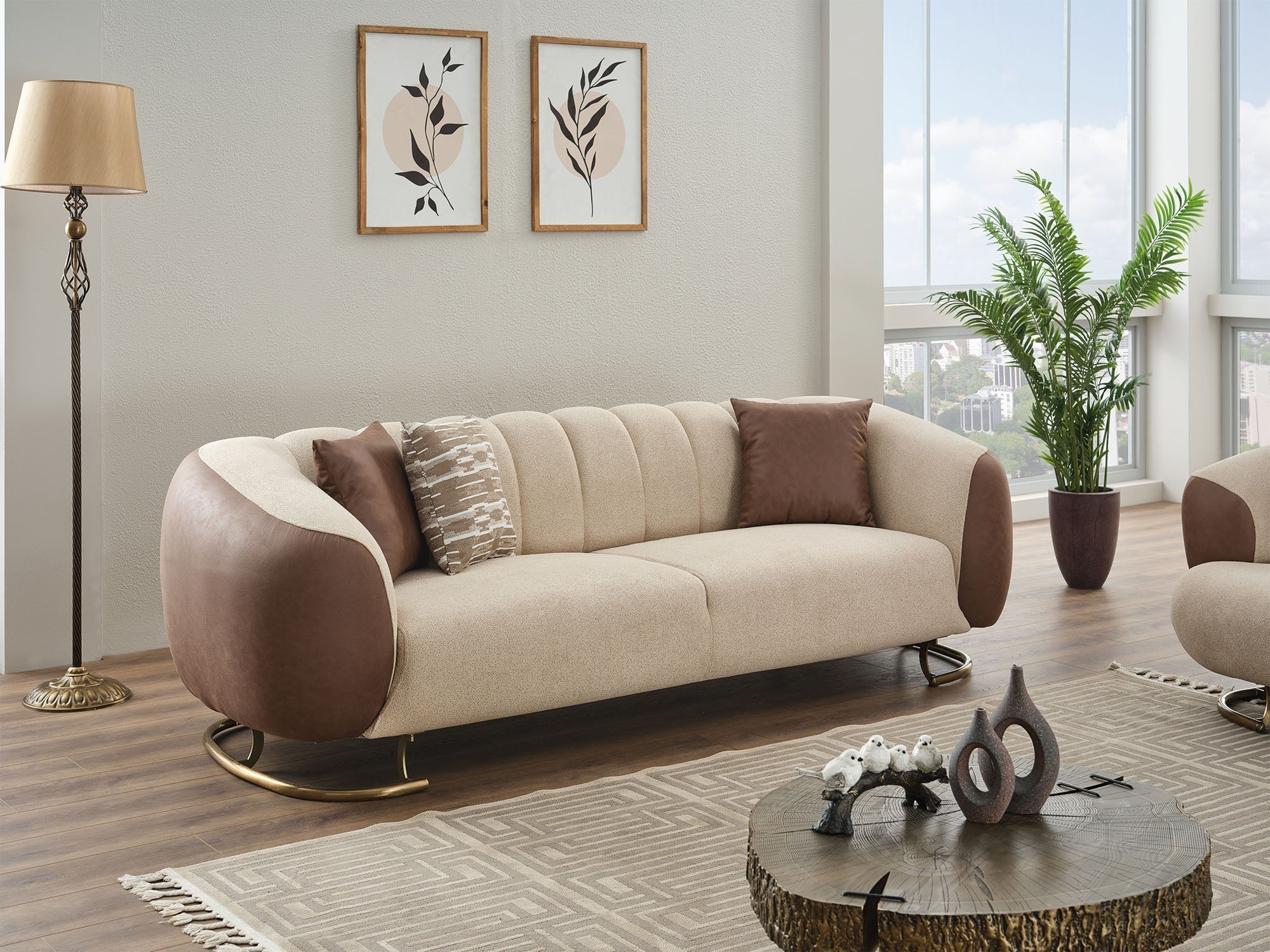 Palmera Cream 3-pieces (Sofa & Loveseat & Chair) Living Room Set - Image 7