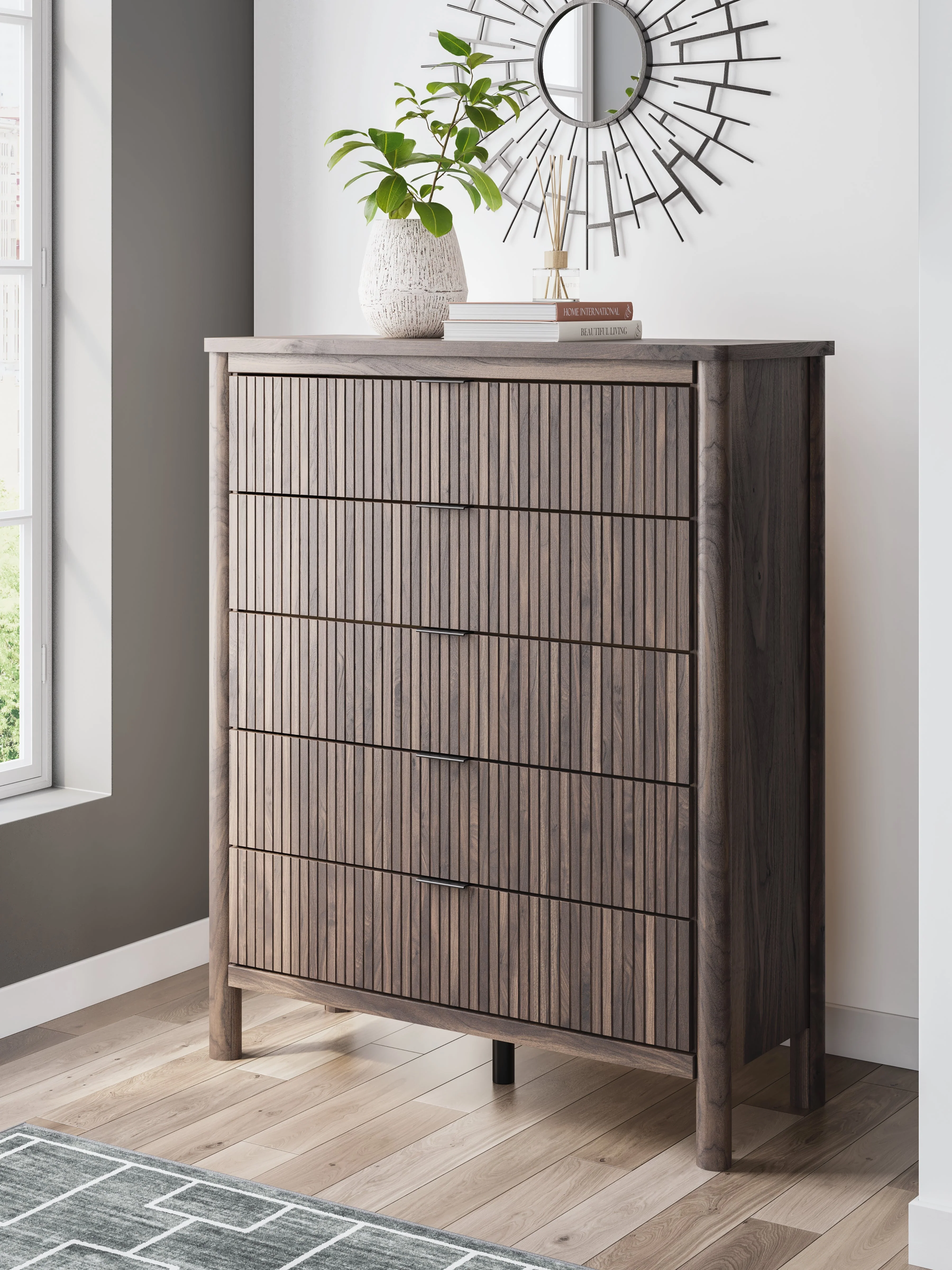 Pamytta Brown Wide Chest of Drawers