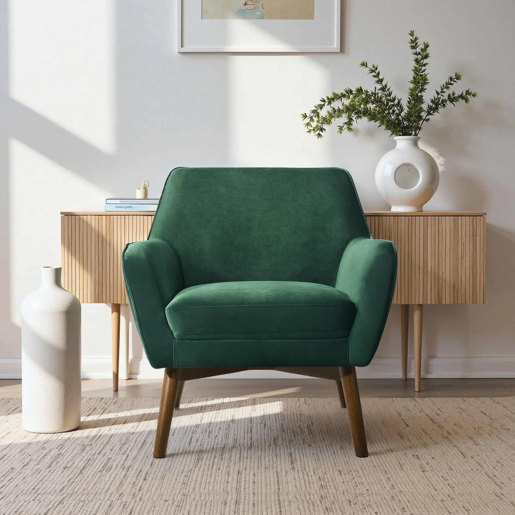 Panom Forest Green Velvet Lounge Chair - Image 3