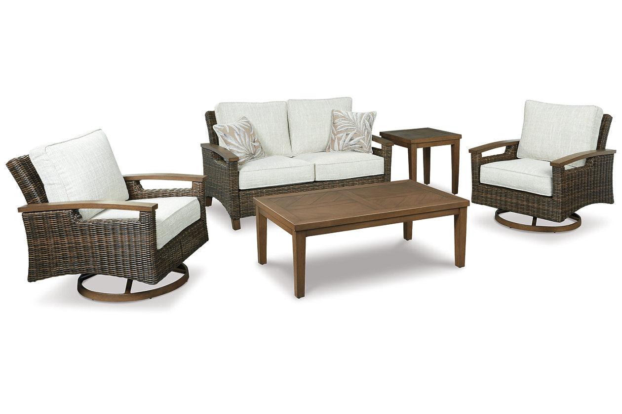 Paradise Trail Medium Brown Loveseat with Cushion - Image 6