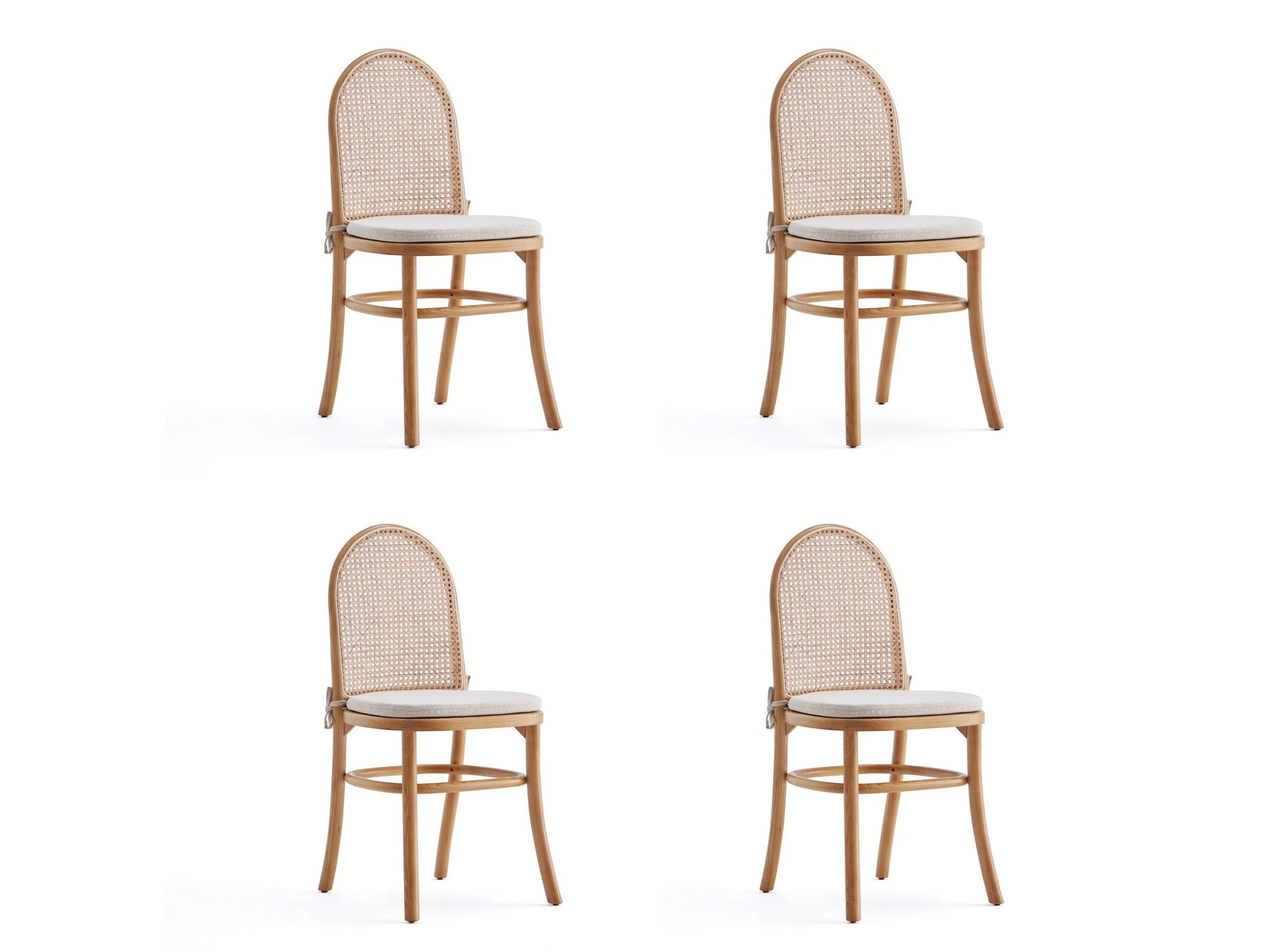 Paragon Dining Chair 1.0 with Cream Cushions in Nature and Cane (set of 4)