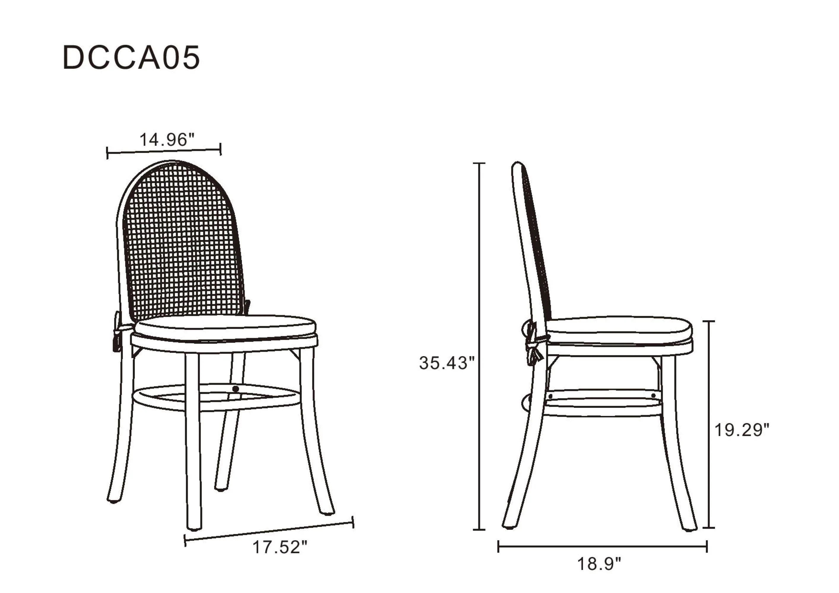 Paragon Dining Chair 1.0 with Cream Cushions in Nature and Cane (set of 4) - Image 3