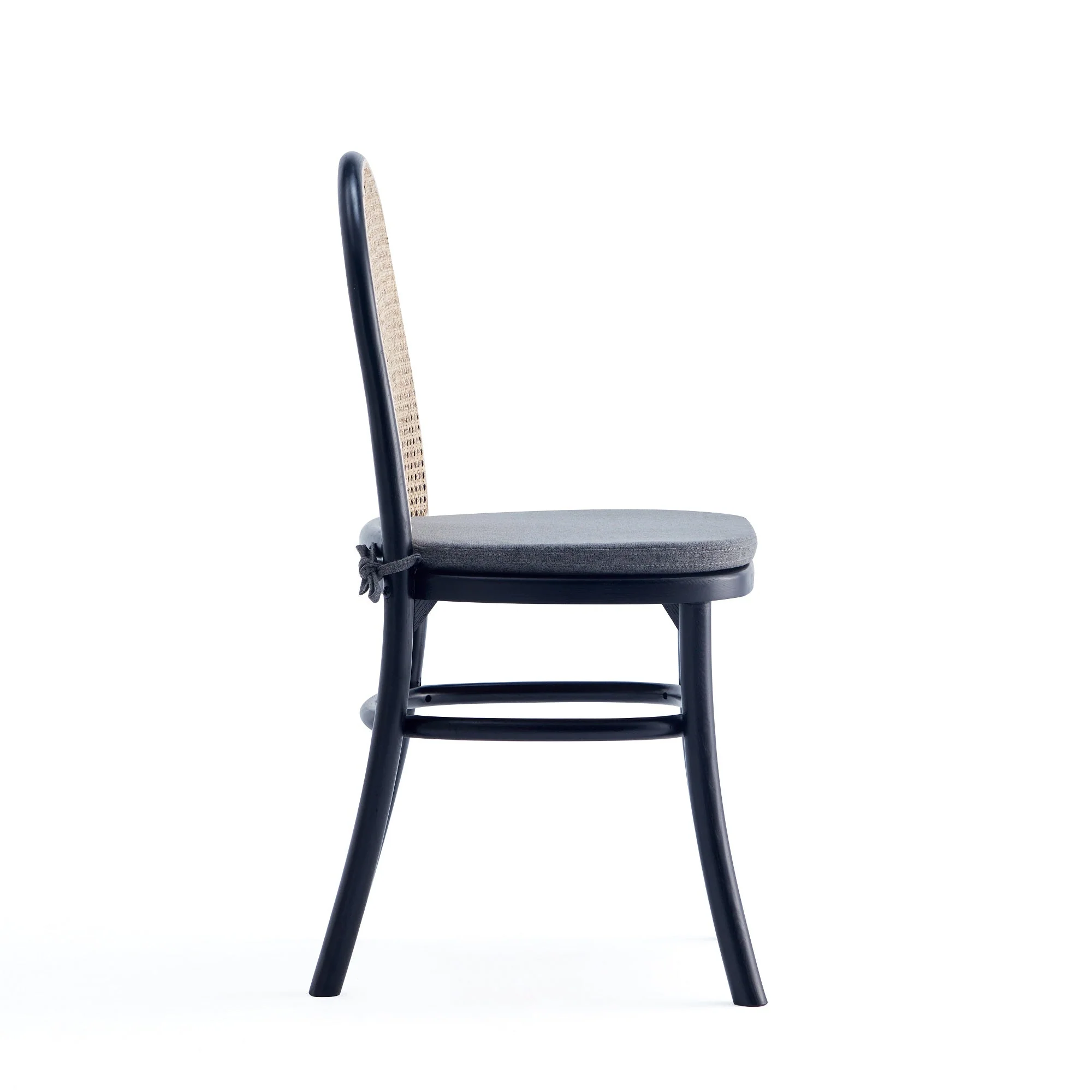 Paragon Dining Chair 1.0 with Grey Cushions in Black and Cane (set of 2) - Image 4