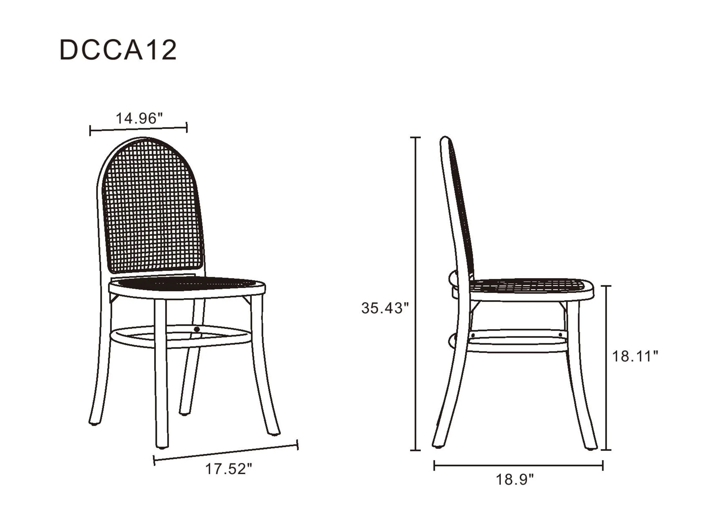 Paragon Dining Chair 2.0 in Black and Cane (set of 2) - Image 3