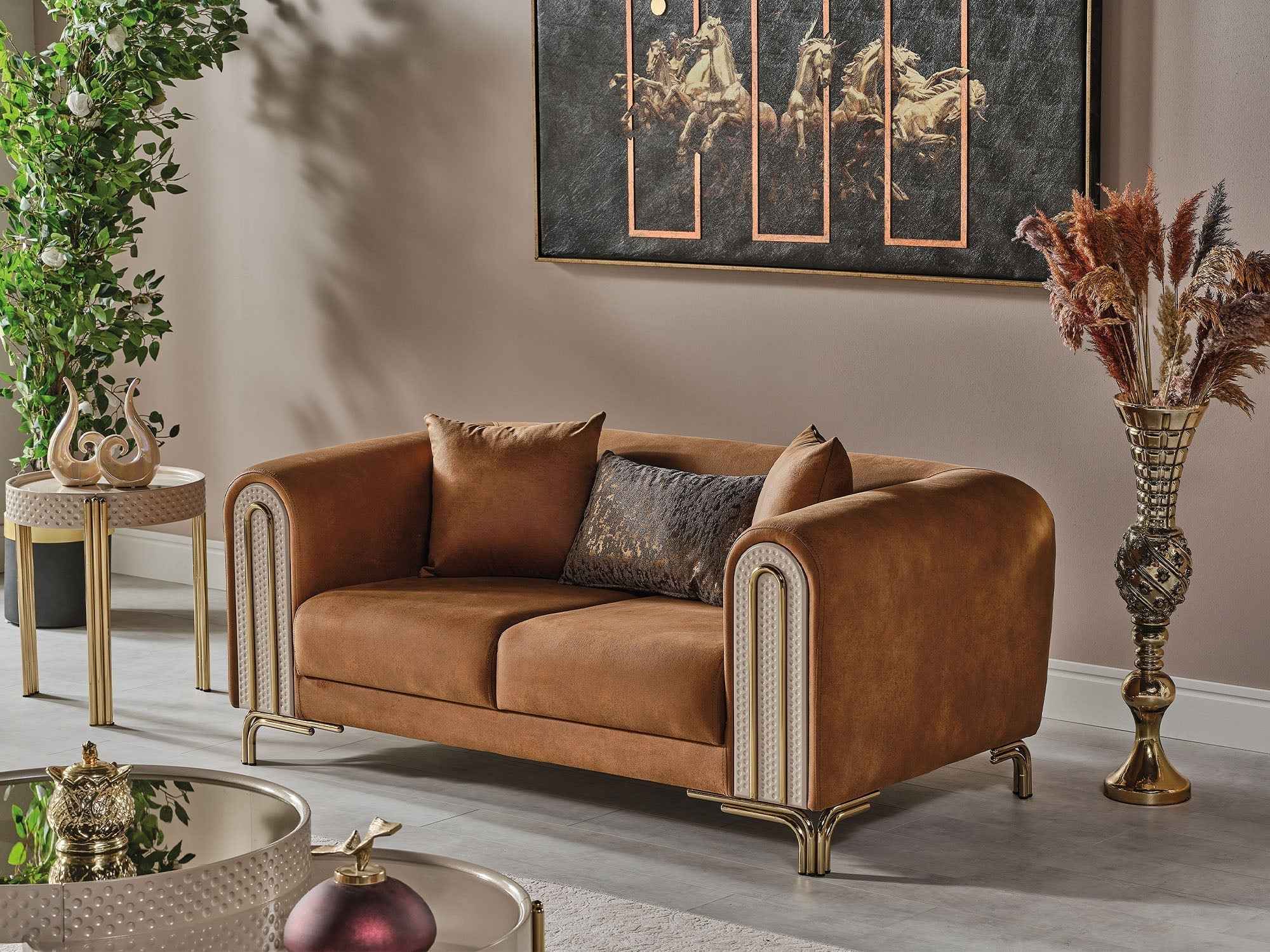 Paris Brown Stationary Loveseat - Image 3