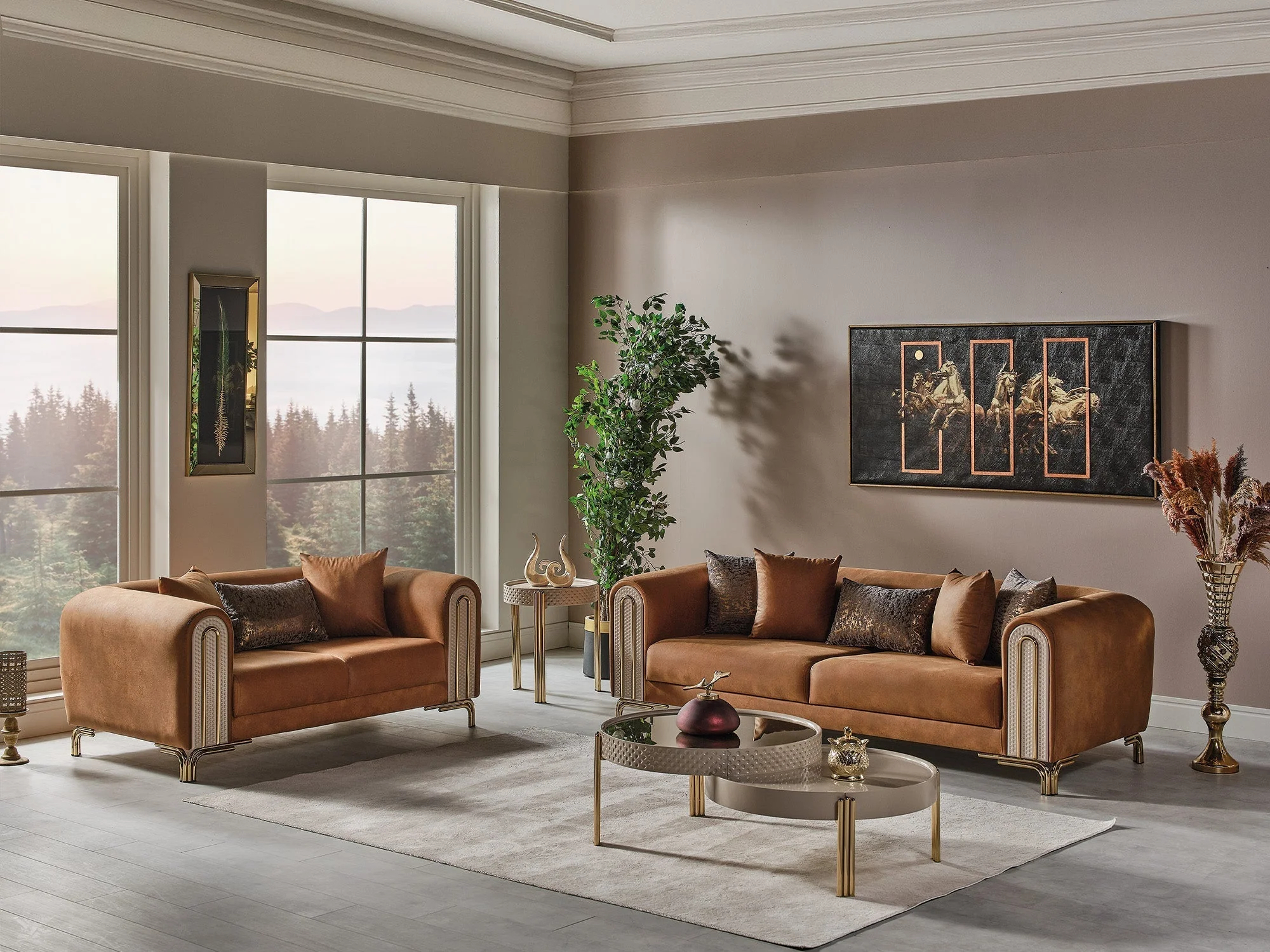 Paris Brown Stationary Loveseat - Image 4