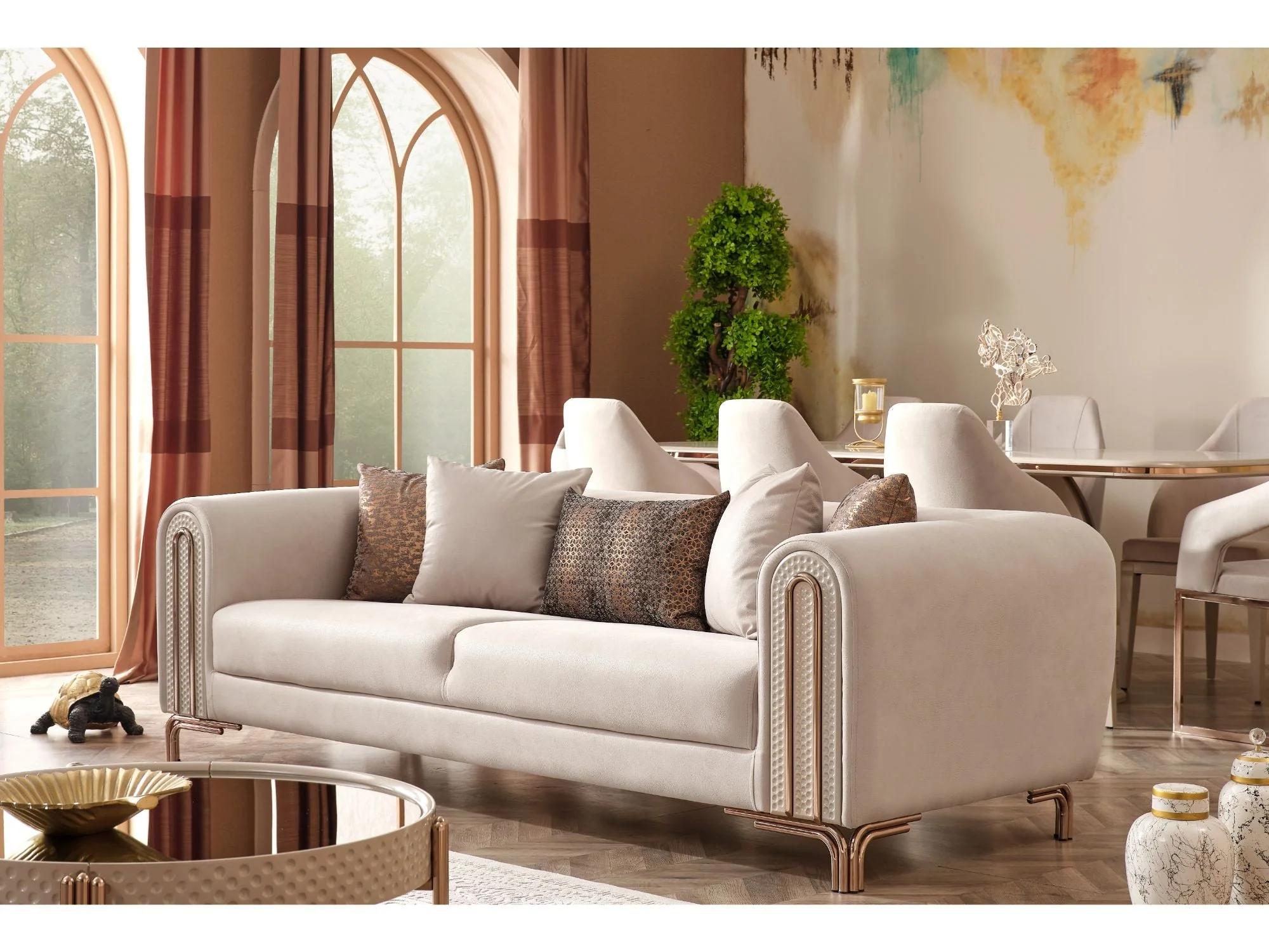 Paris Cream 3-pieces (Sofa & Loveseat & Chair) Living Room Set - Image 7