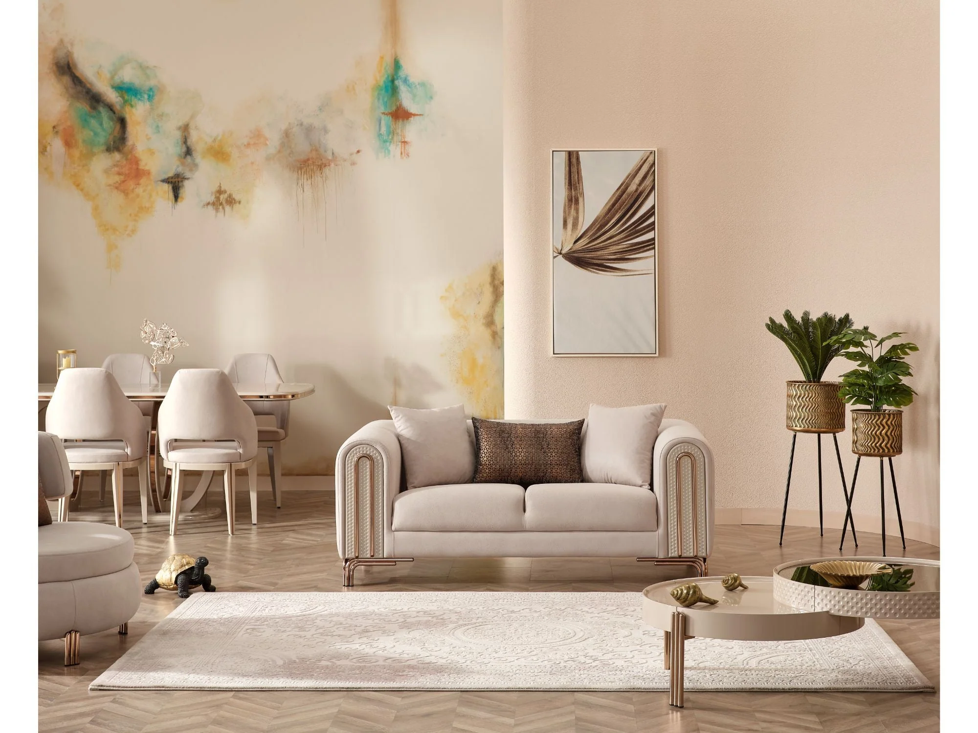 Paris Cream 3-pieces (Sofa & Loveseat & Chair) Living Room Set - Image 9