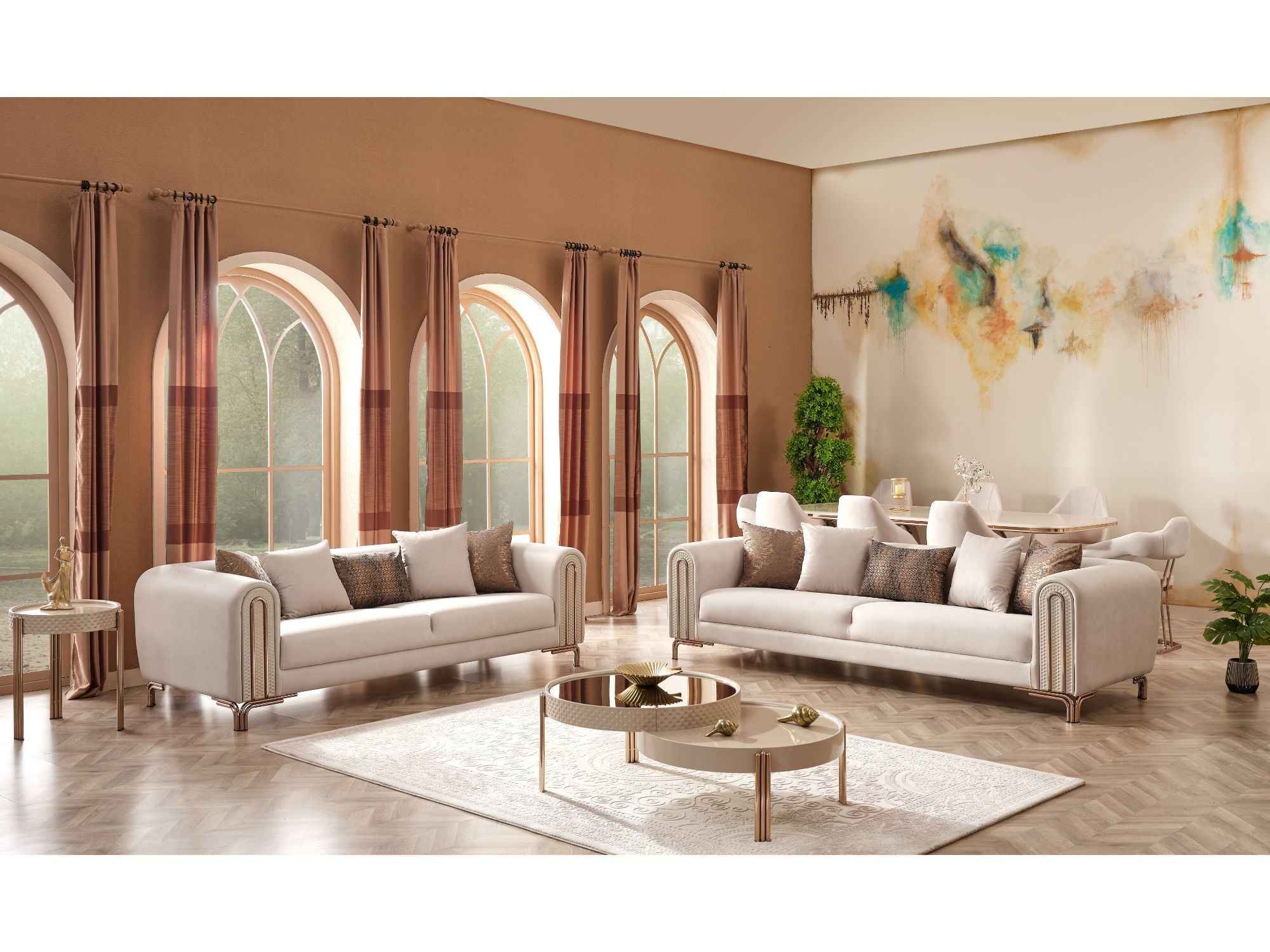 Paris Cream Stationary 4 Seat Sofa - Image 4