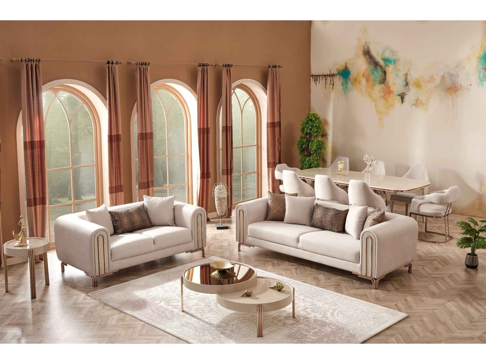 Paris Cream Stationary Loveseat - Image 4