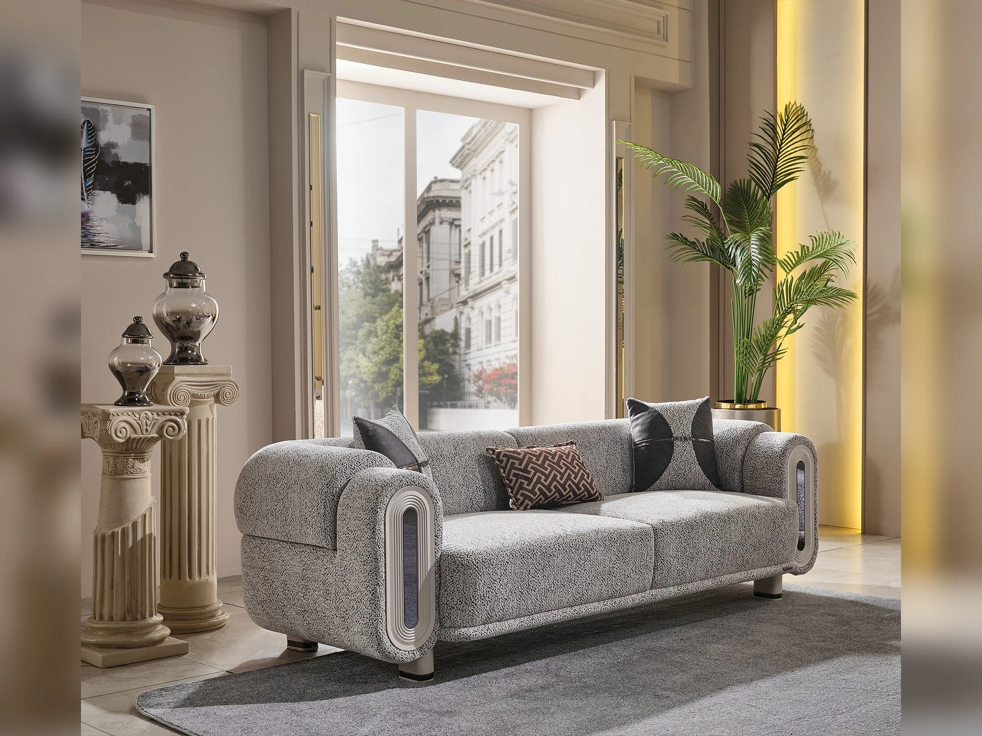 Parma Light Grey 3-pieces (Sofa & Loveseat & Chair) Living Room Set - Image 6