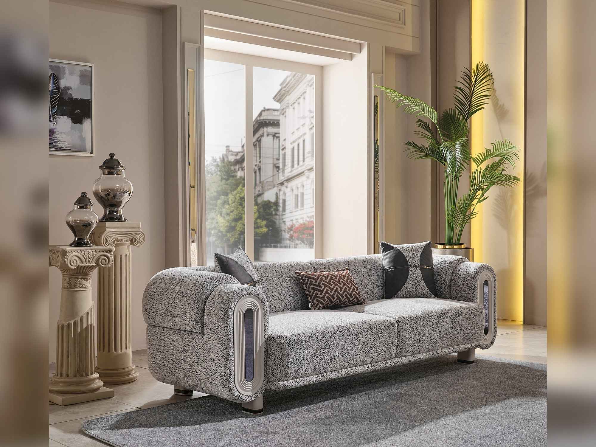 Parma Light Grey Convertible Loveseat - Image 3