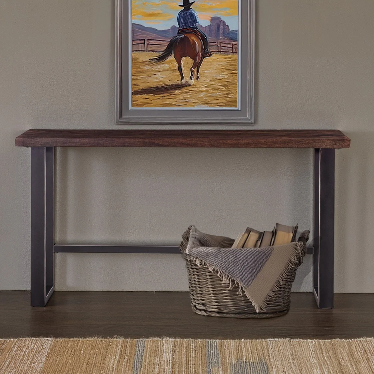Paso Robles 70" Sofa Back Console Table in Tawny Brown