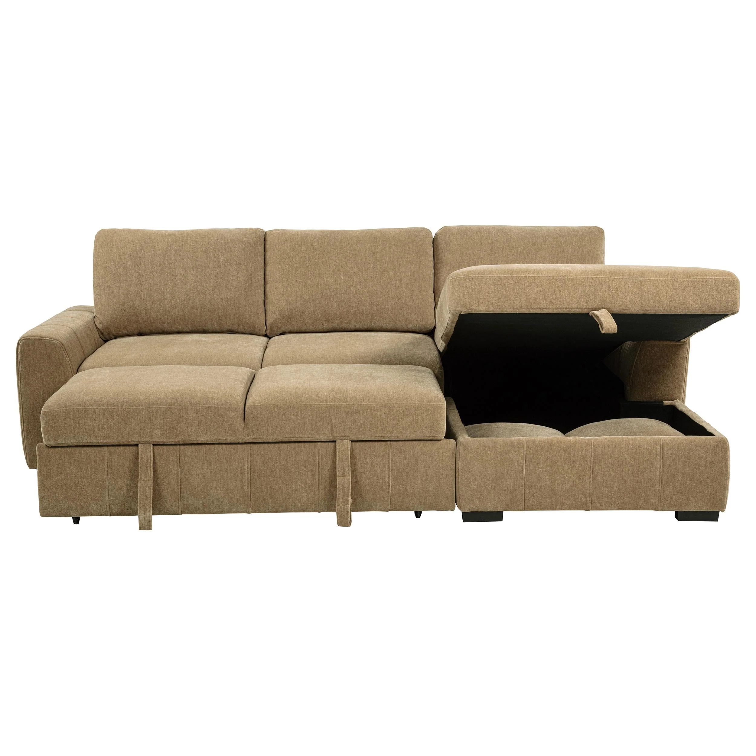 Pastrana Camel Upholstered Sleeper Sectional Sofa - Image 6