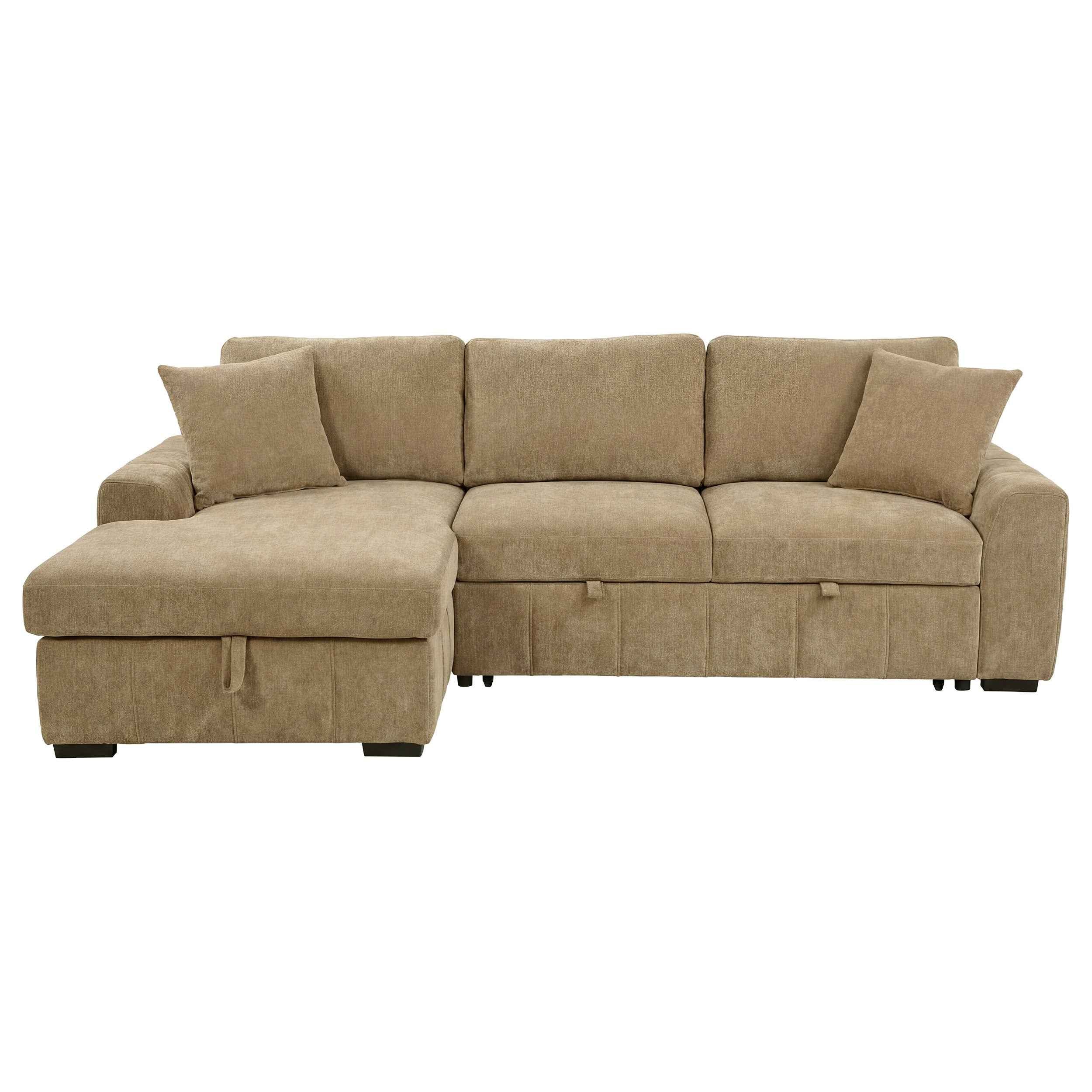 Pastrana Camel Upholstered Sleeper Sectional Sofa LAF Chaise - Image 4