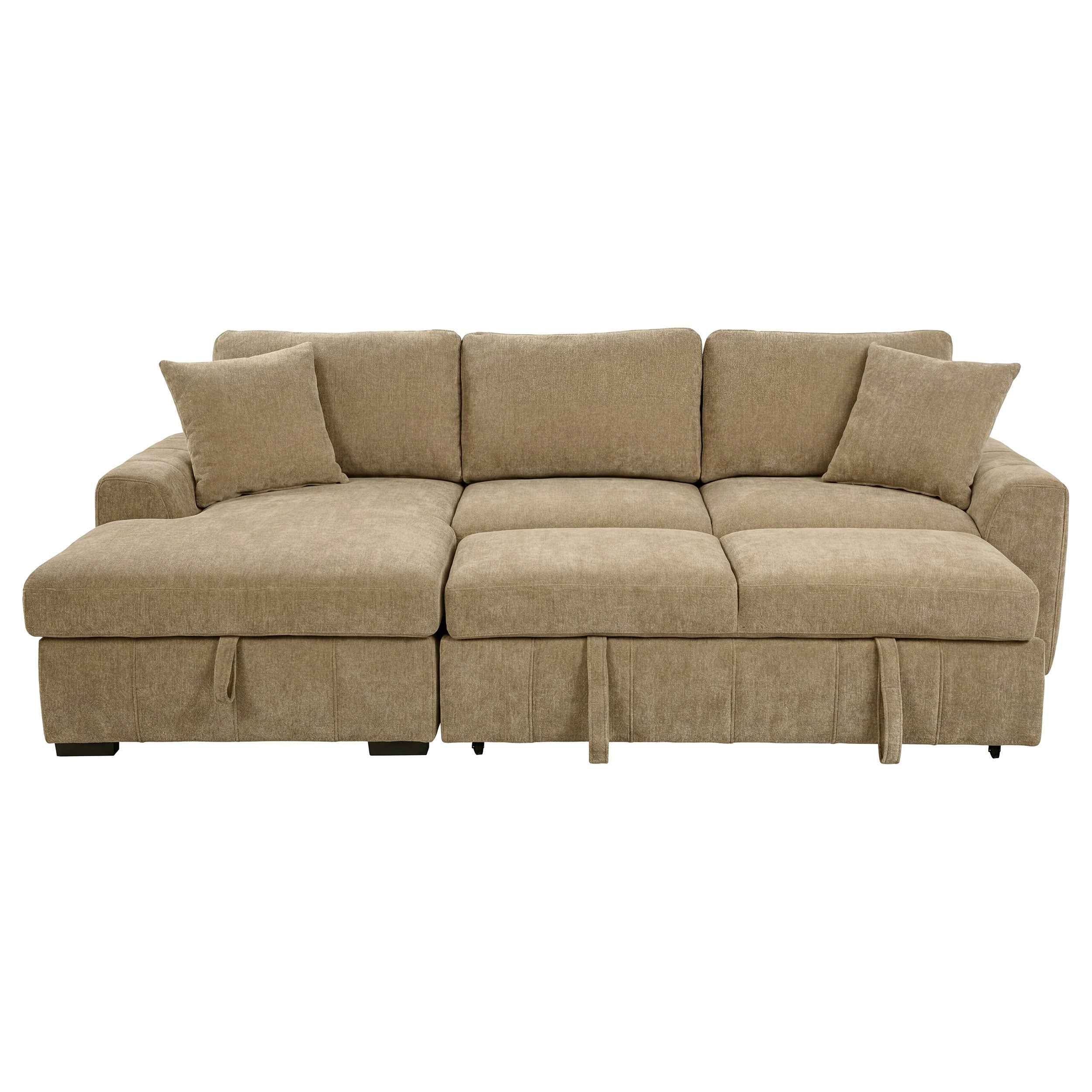 Pastrana Camel Upholstered Sleeper Sectional Sofa LAF Chaise - Image 5
