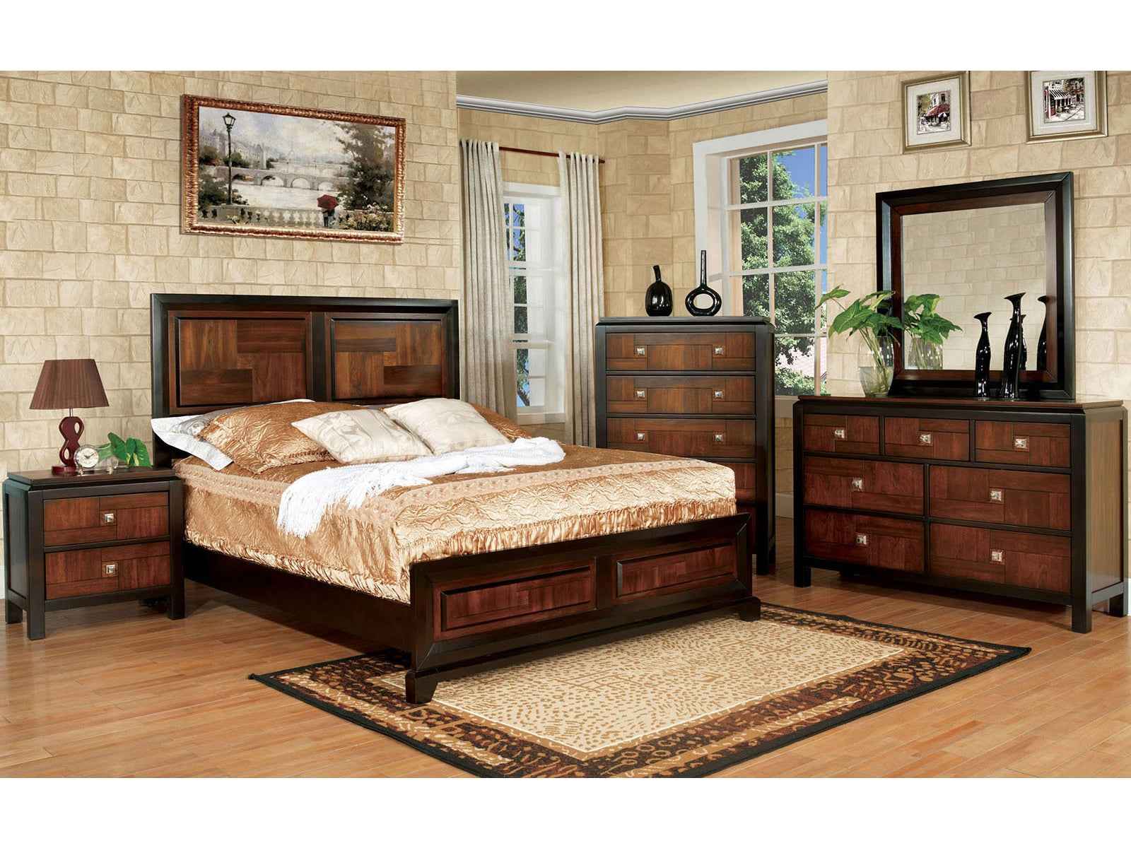 Patra Acacia/Walnut 4-Piece Queen Bedroom Set