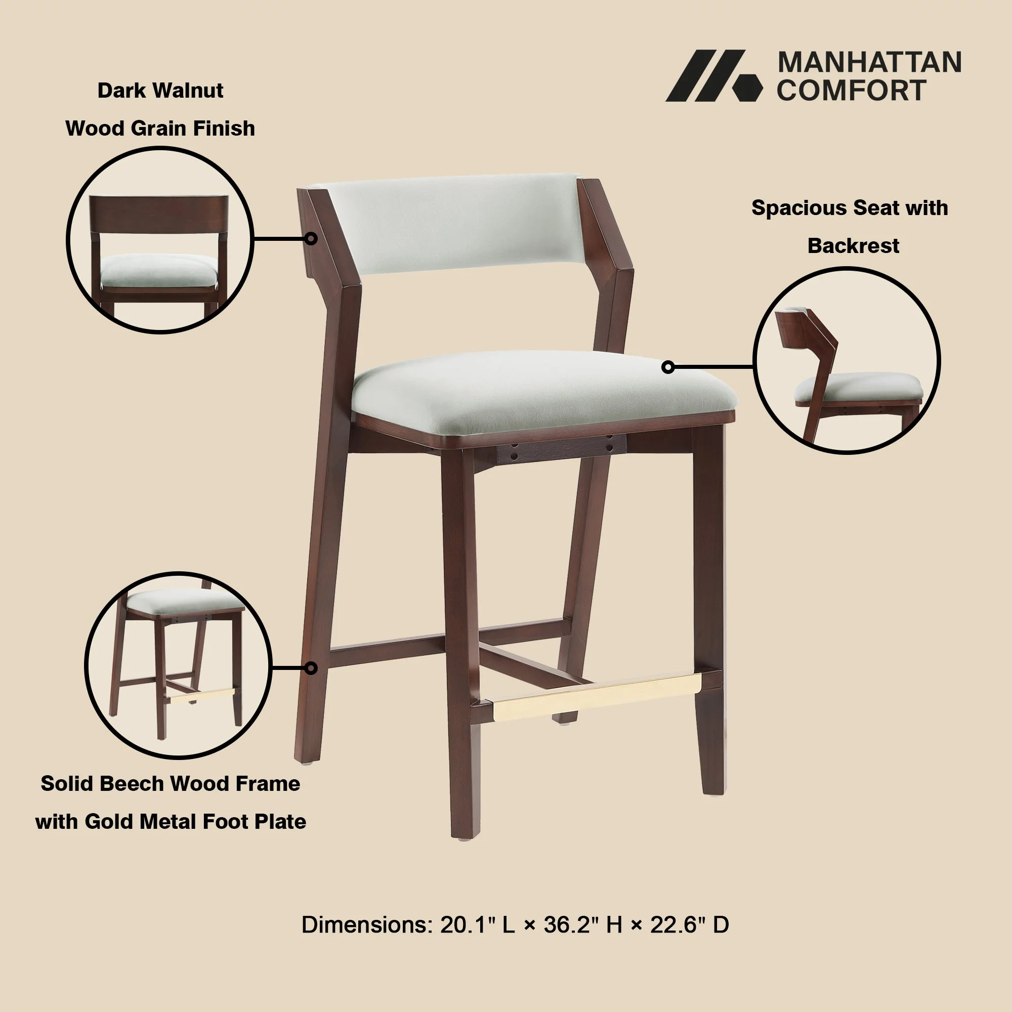 Patricia Counter Stool in White Glacier (set of 2) - Image 4