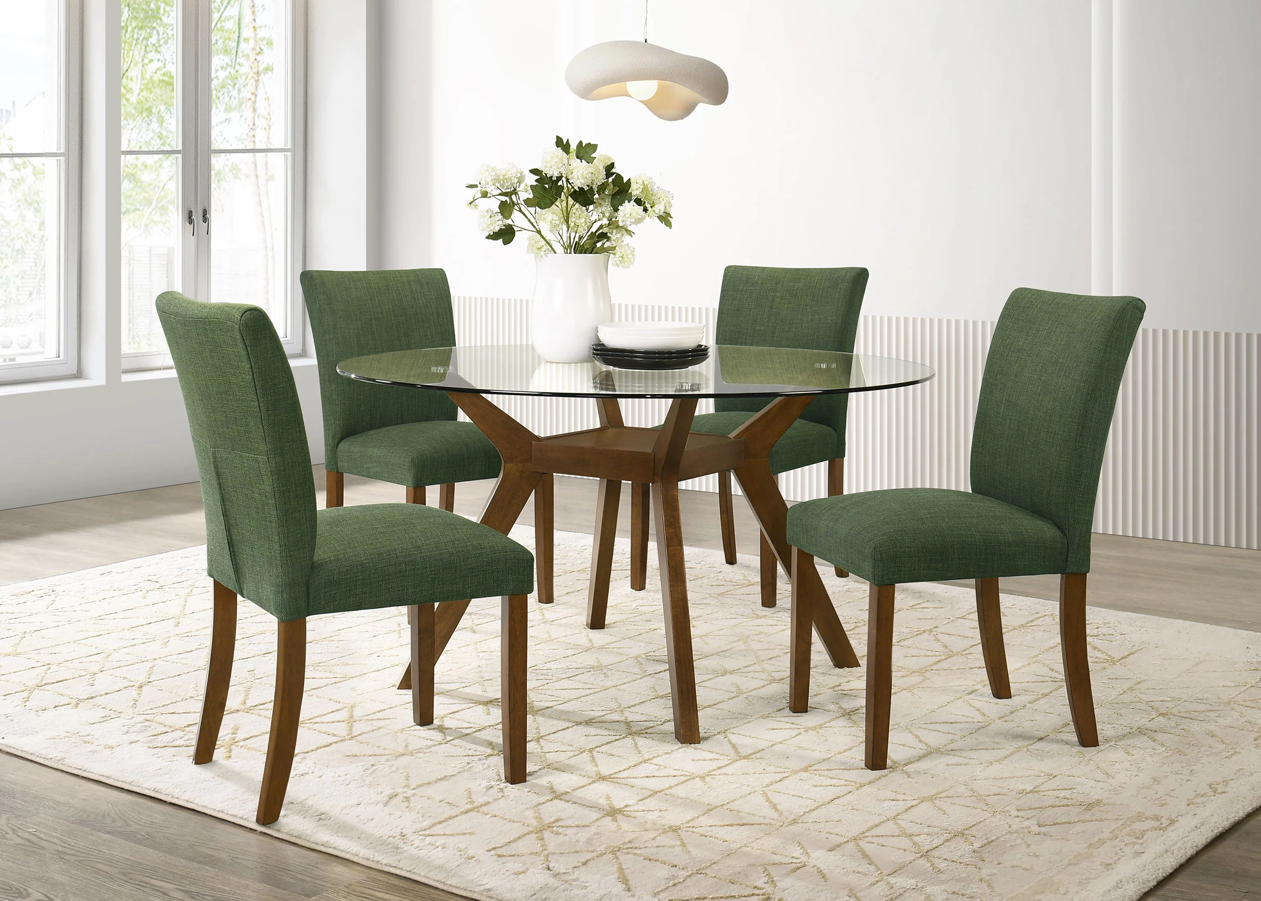 Paxton Brown Round 48-inch Glass Top Wood Dining Table - Image 5