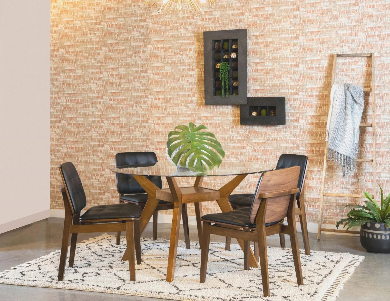Paxton Clear and Nutmeg Round Glass Top Dining Table - Image 2