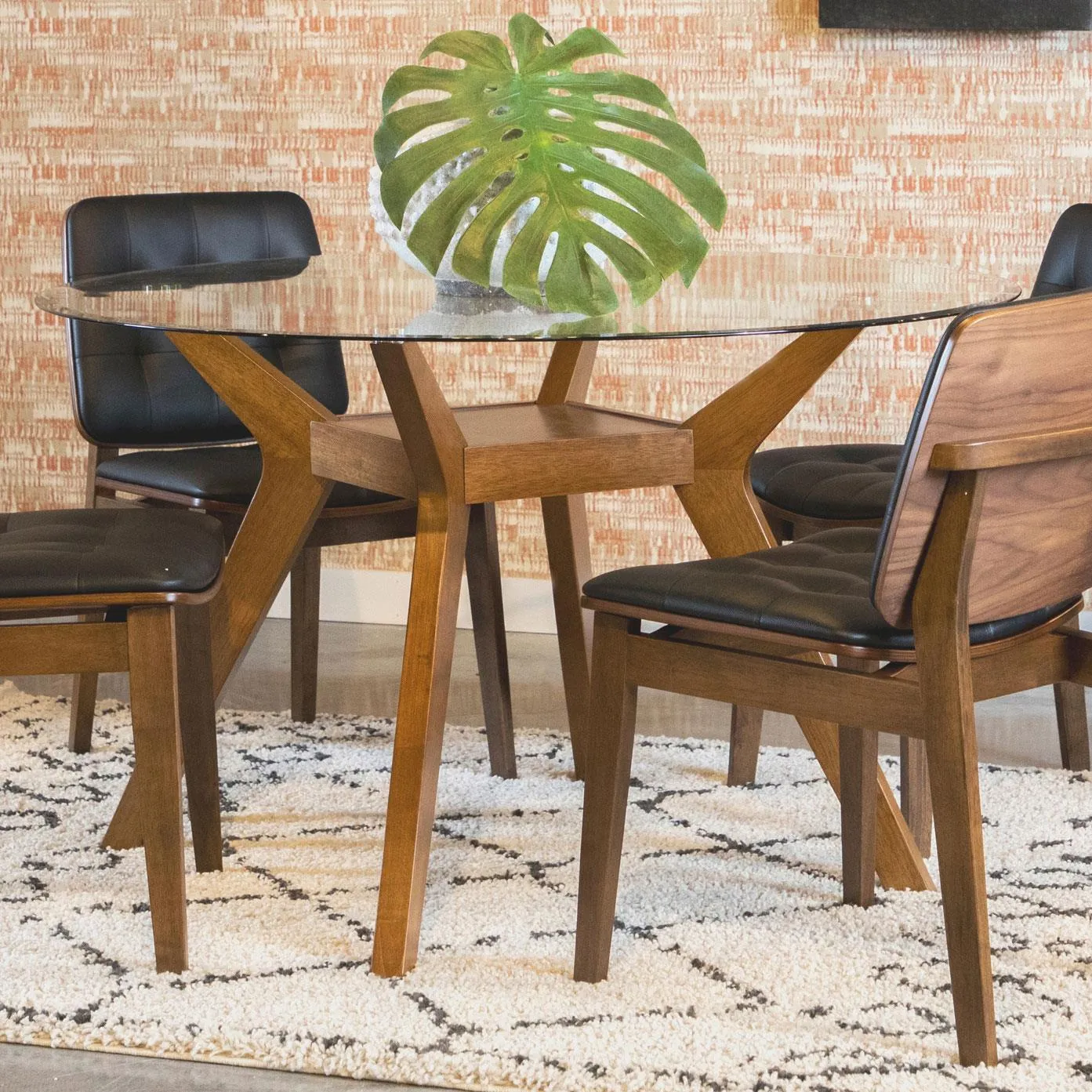 Paxton Clear and Nutmeg Round Glass Top Dining Table - Image 3