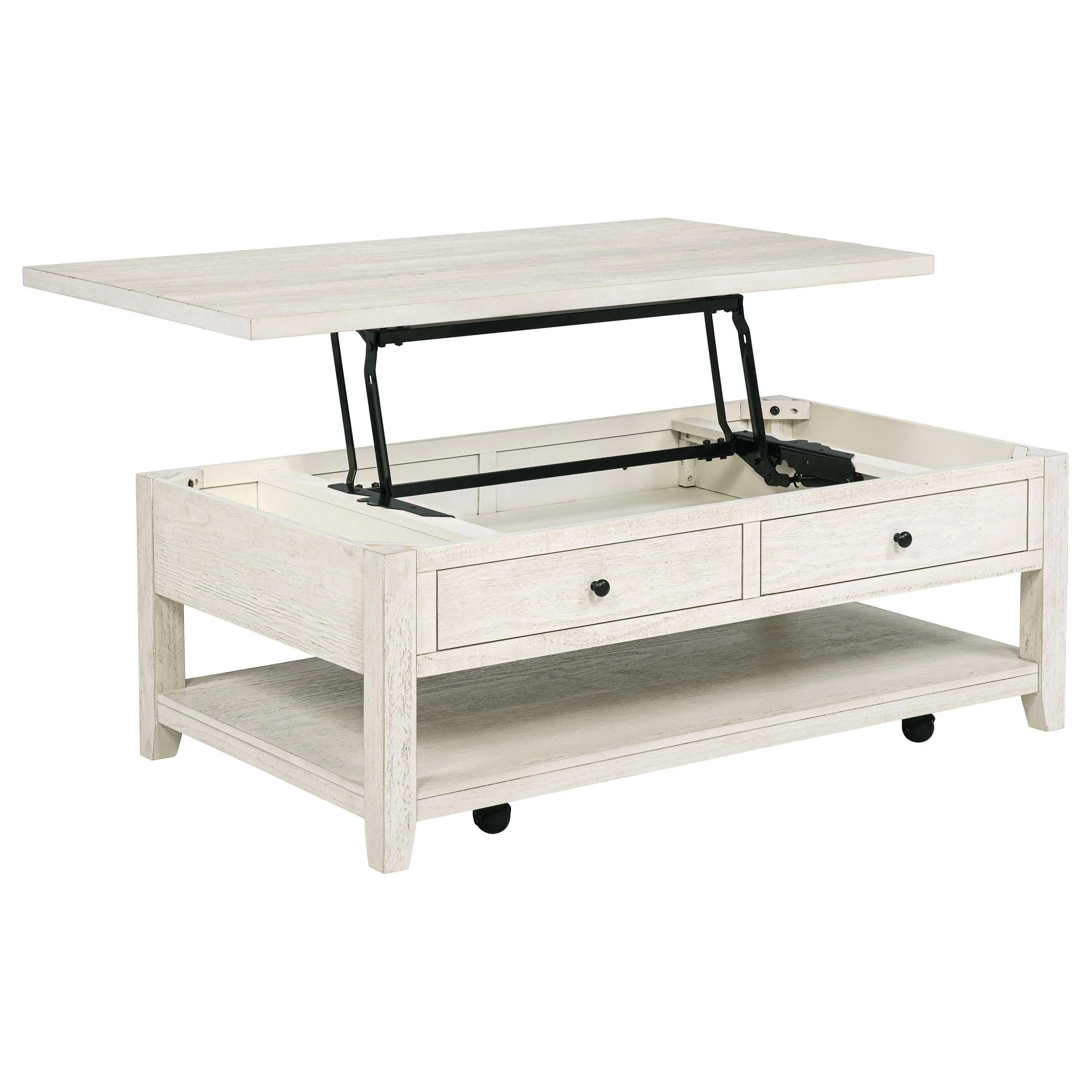 Payne Distressed White 48-inch Mobile Lift Top Coffee Table - Image 3