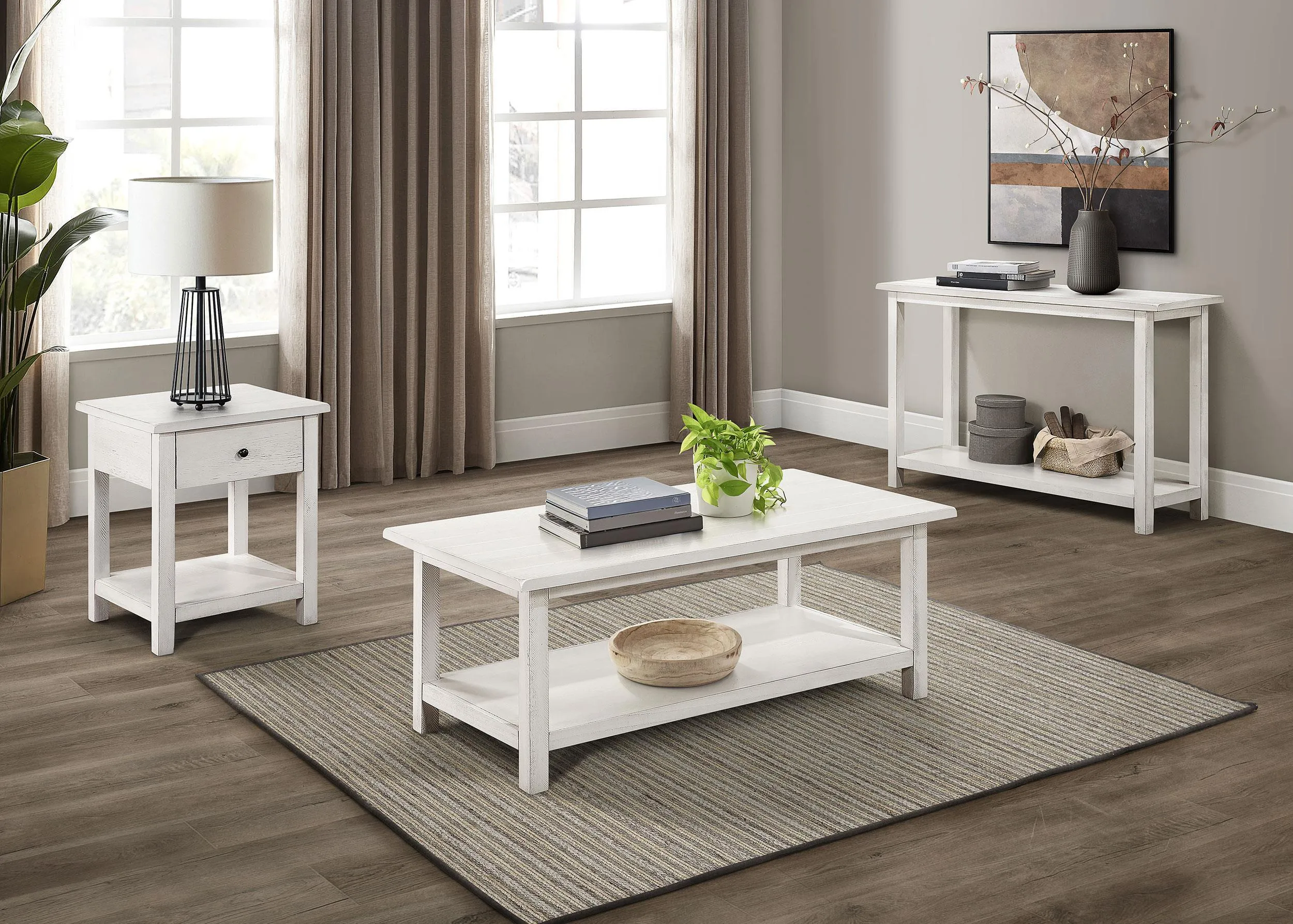 Payne White 1-drawer Wood End Table with Shelf - Image 2