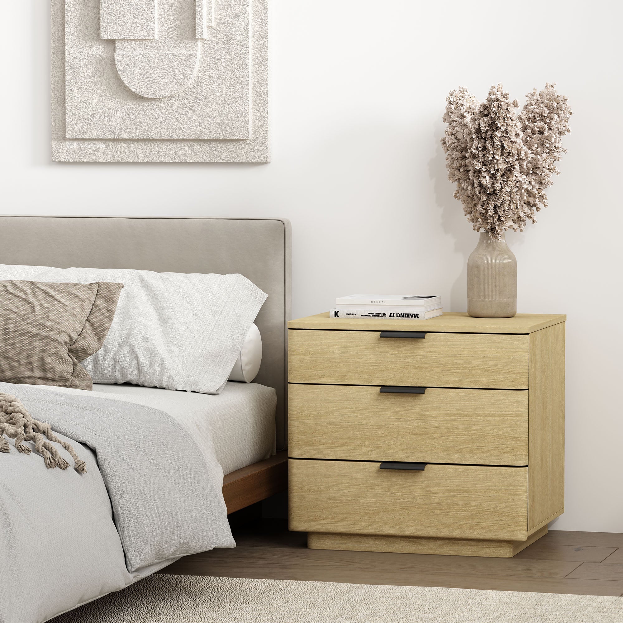 Payton Nightstand in Natural Oak and Black - Image 2