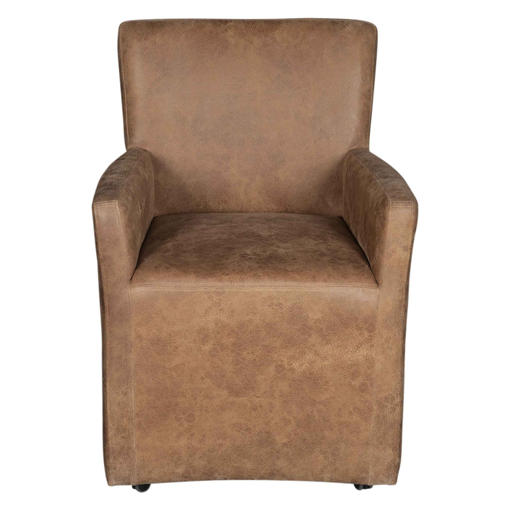 Peabody 25" Wheeled Armchair in Tan Leather - Image 2