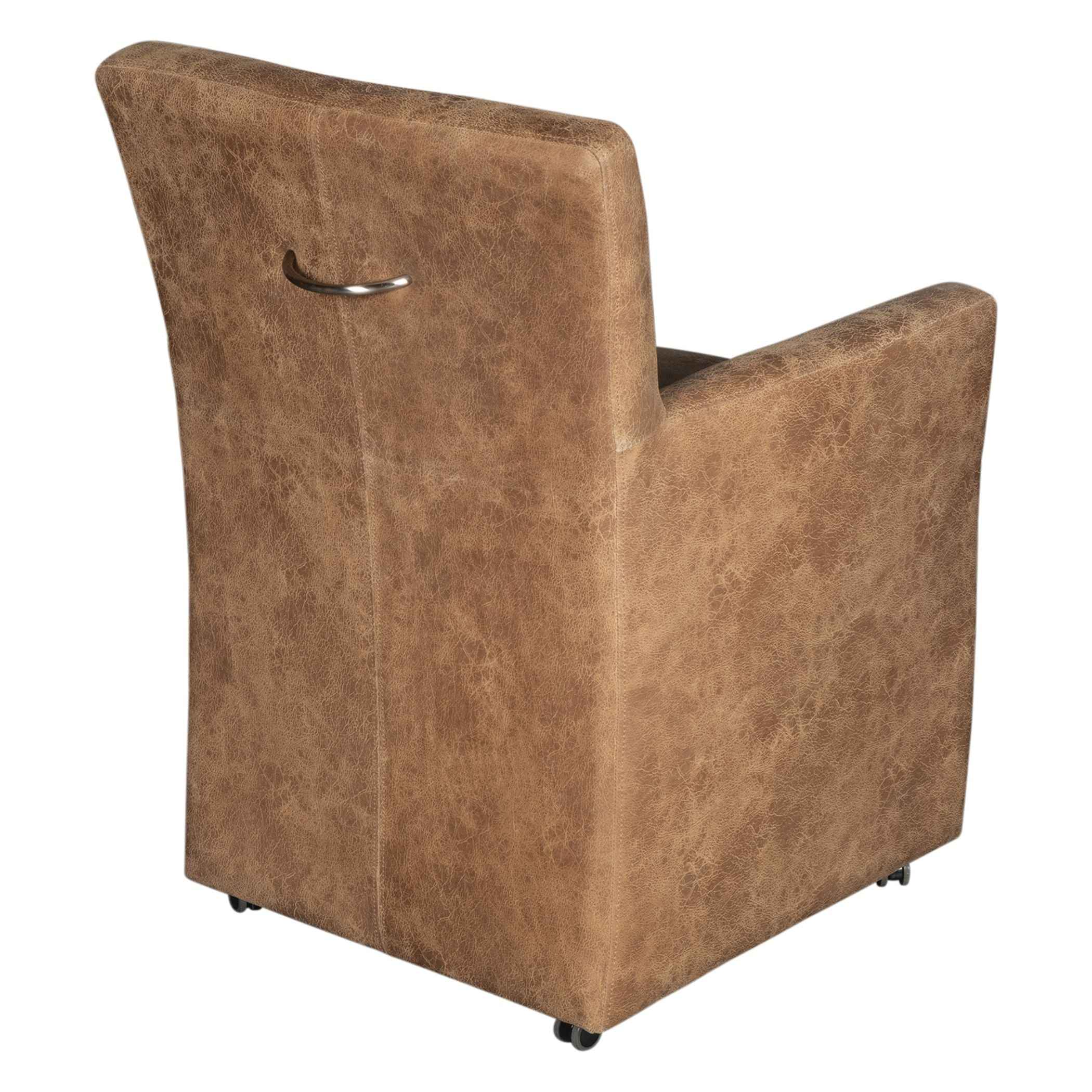 Peabody 25" Wheeled Armchair in Tan Leather - Image 4