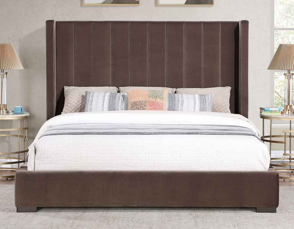 Pearson Chocolate Velvet Queen Bed - Image 3
